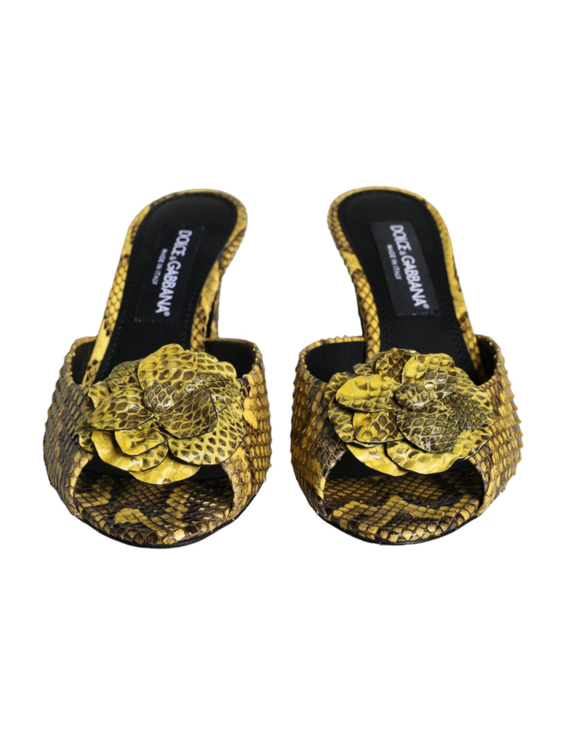 Παπούτσια Dolce & Gabbana Yellow Leather Block Heels Slides