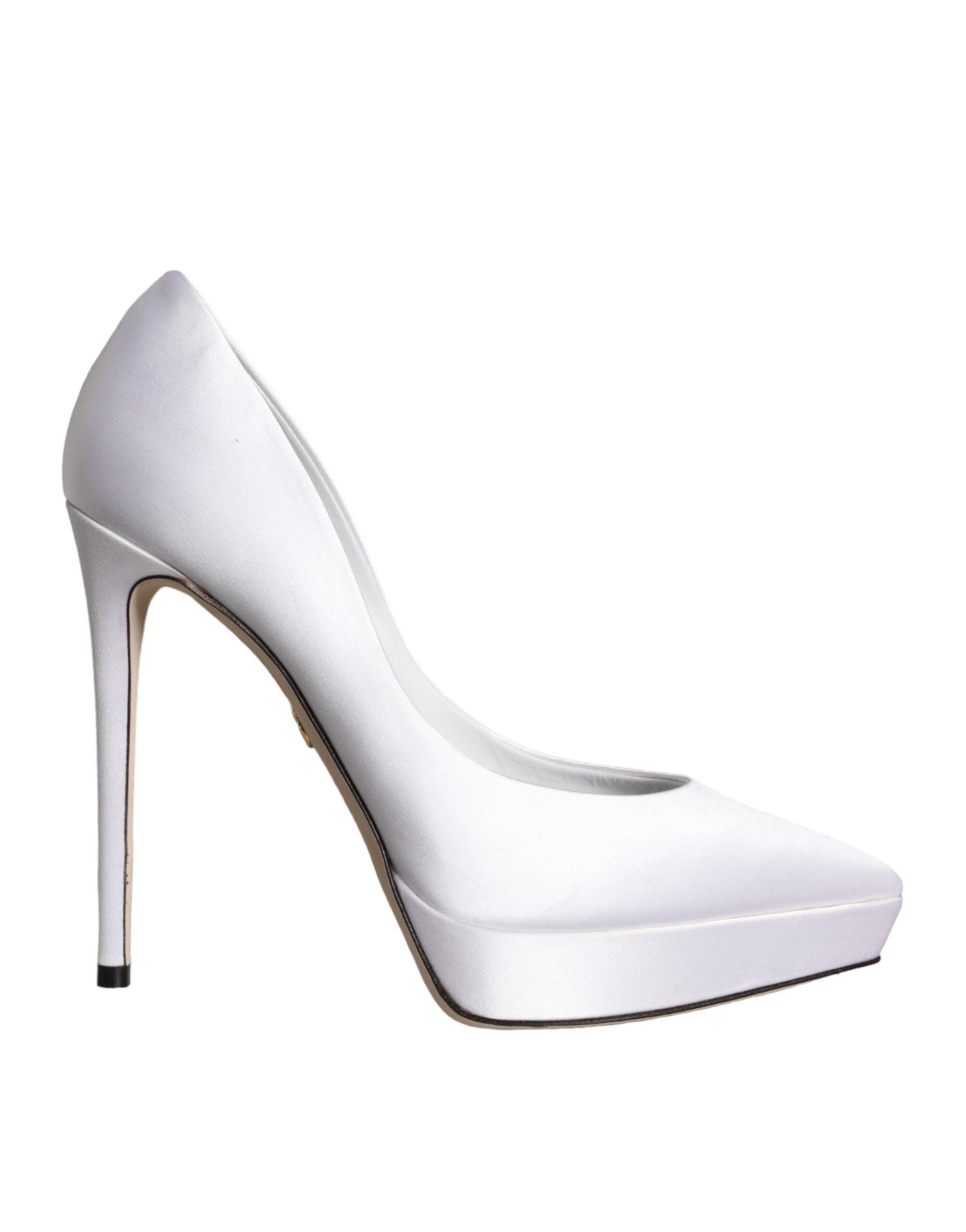 Παπούτσια Dolce & Gabbana White Satin Platform με ψηλά τακούνια Pumps