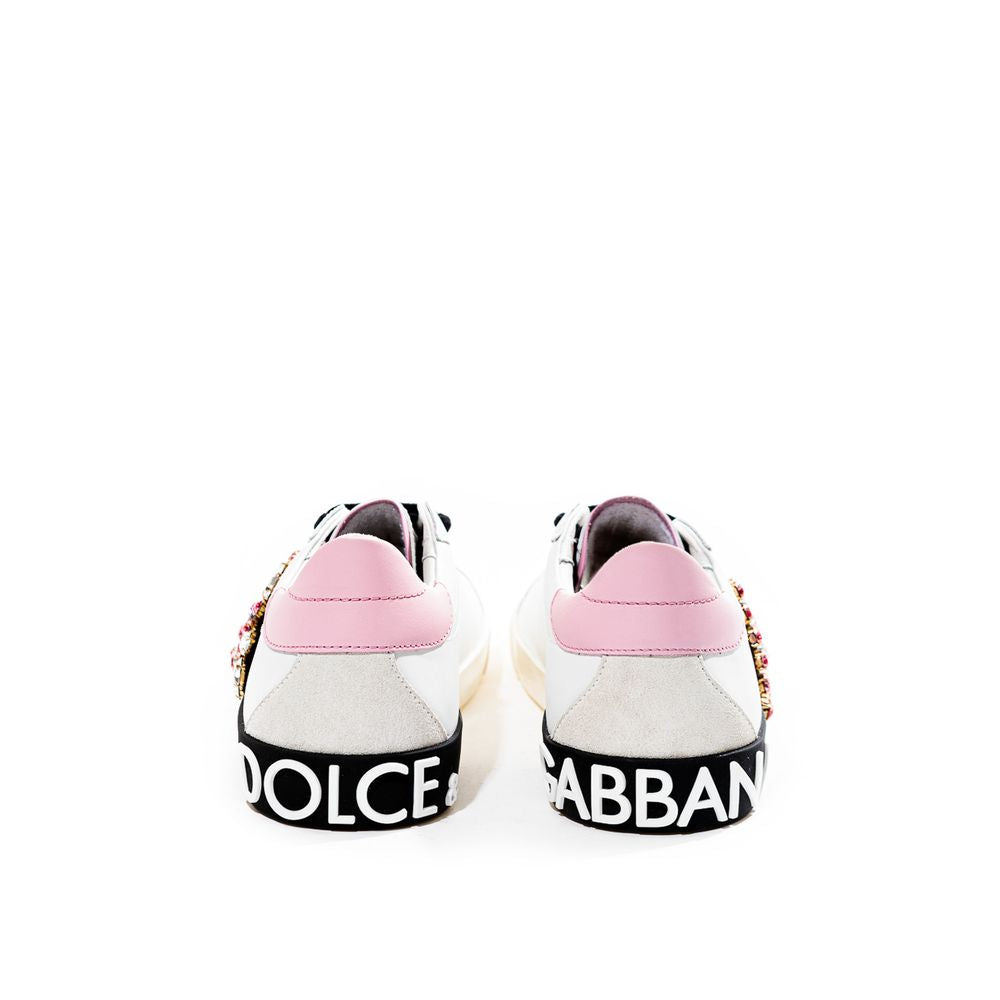 Dolce & Gabbana Λευκό Δερμάτινο Sneaker