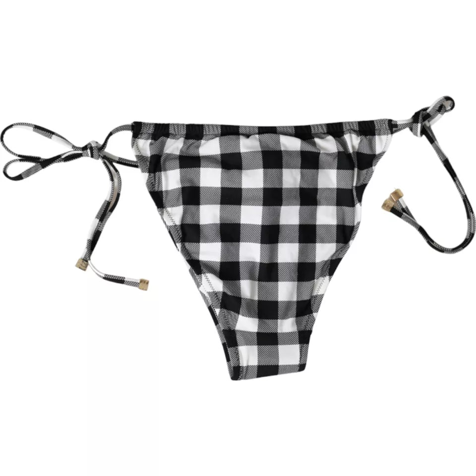 Dolce & Gabbana Black White Check Μαγιό Παραλία Μπικίνι στο κάτω μέρος