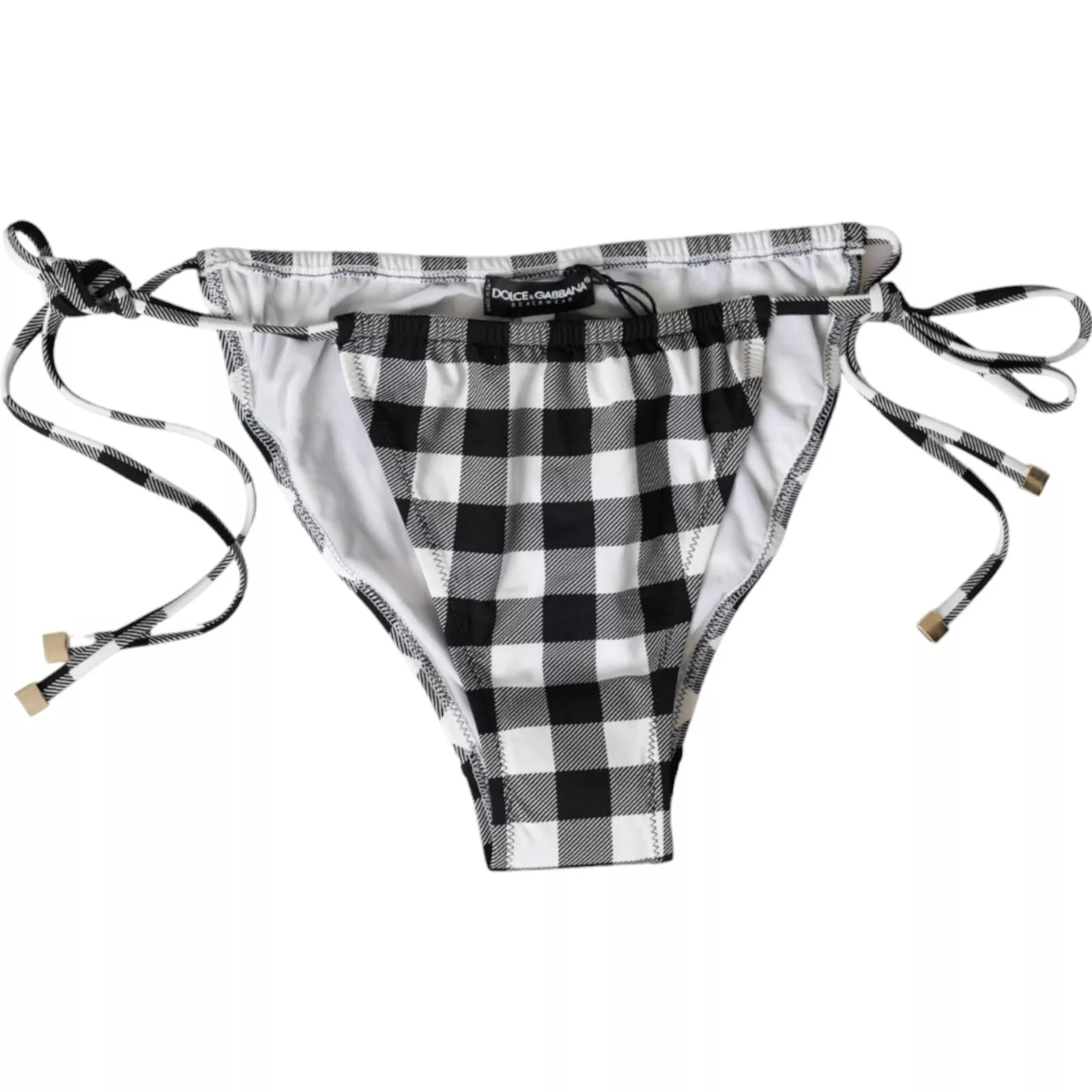 Dolce & Gabbana Black White Check Μαγιό Παραλία Μπικίνι στο κάτω μέρος