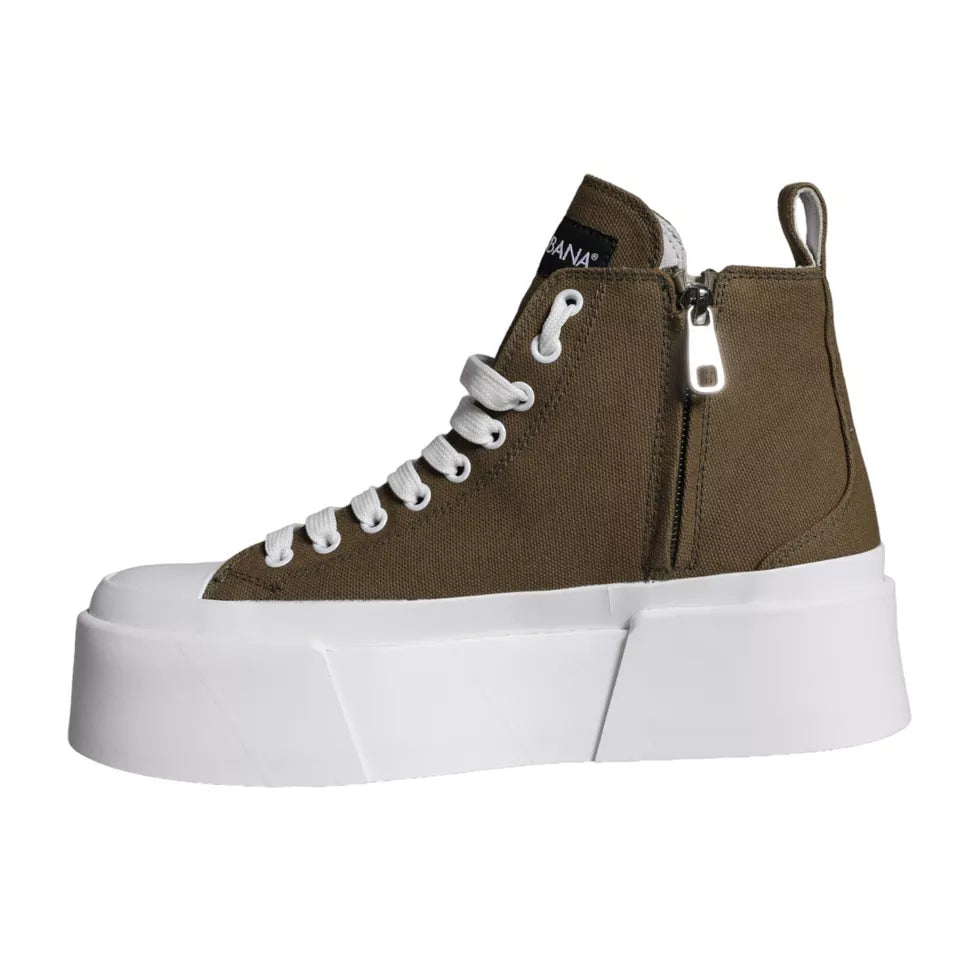 Παπούτσια πάνινα παπούτσια με λογότυπο Dolce & Gabbana Army Green Canvas Boots