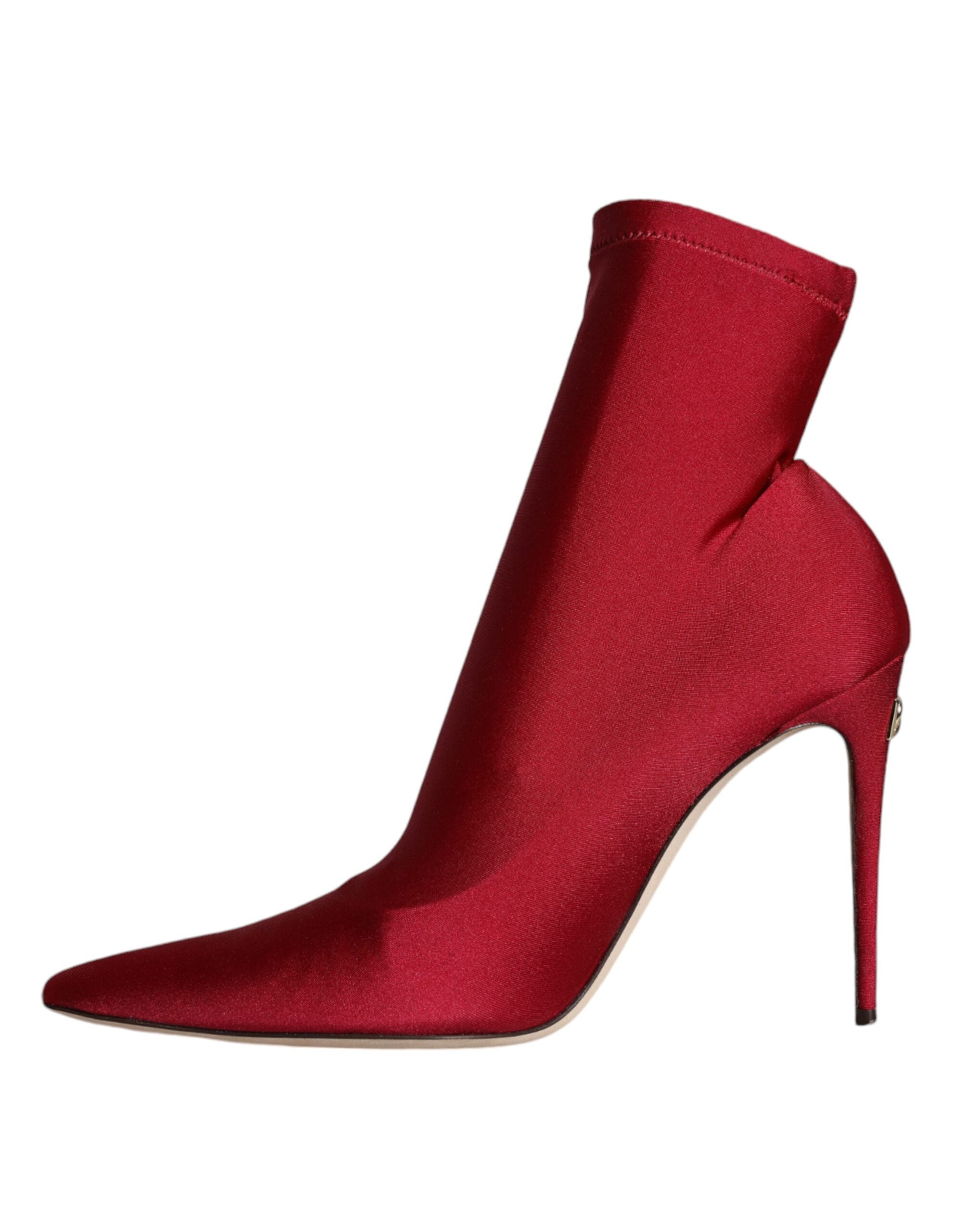 Dolce & Gabbana Cherry Red Stretch Stilettos Μποτάκια