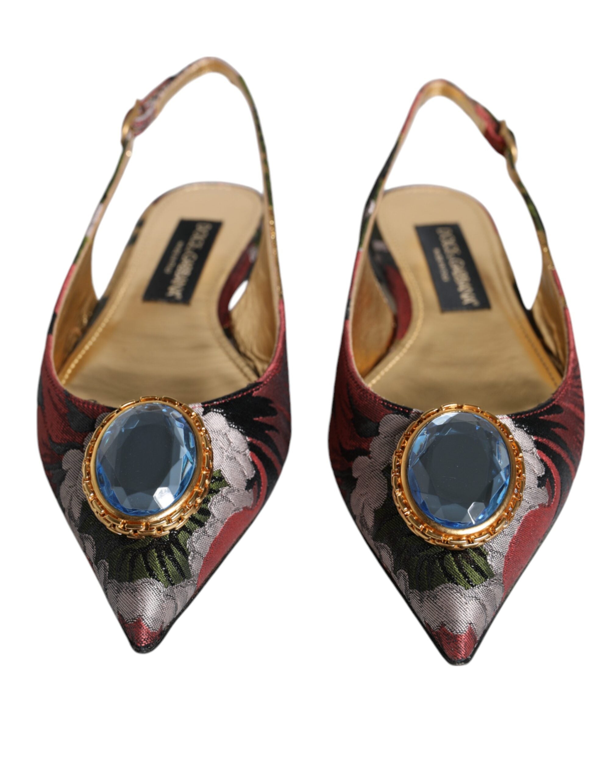 Dolce & Gabbana Πολύχρωμα Jacquard Crystal Flats Slingback Παπούτσια