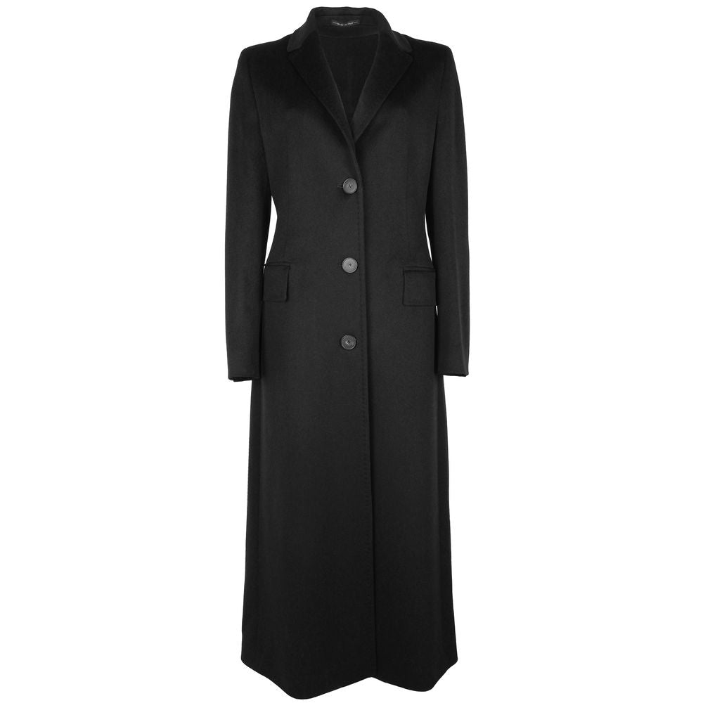 Made in Italy Black Wool Vergine Jackets & Coat