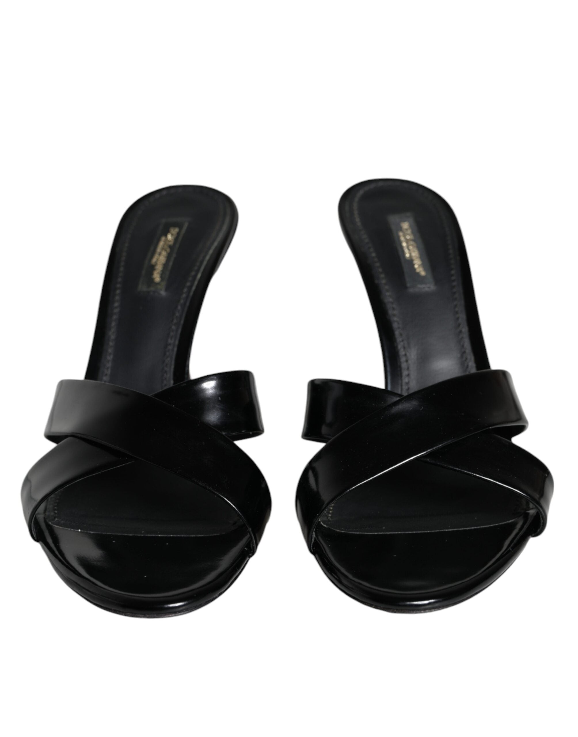 Dolce & Gabbana Black Leather Slides Keira Sandals Shoes