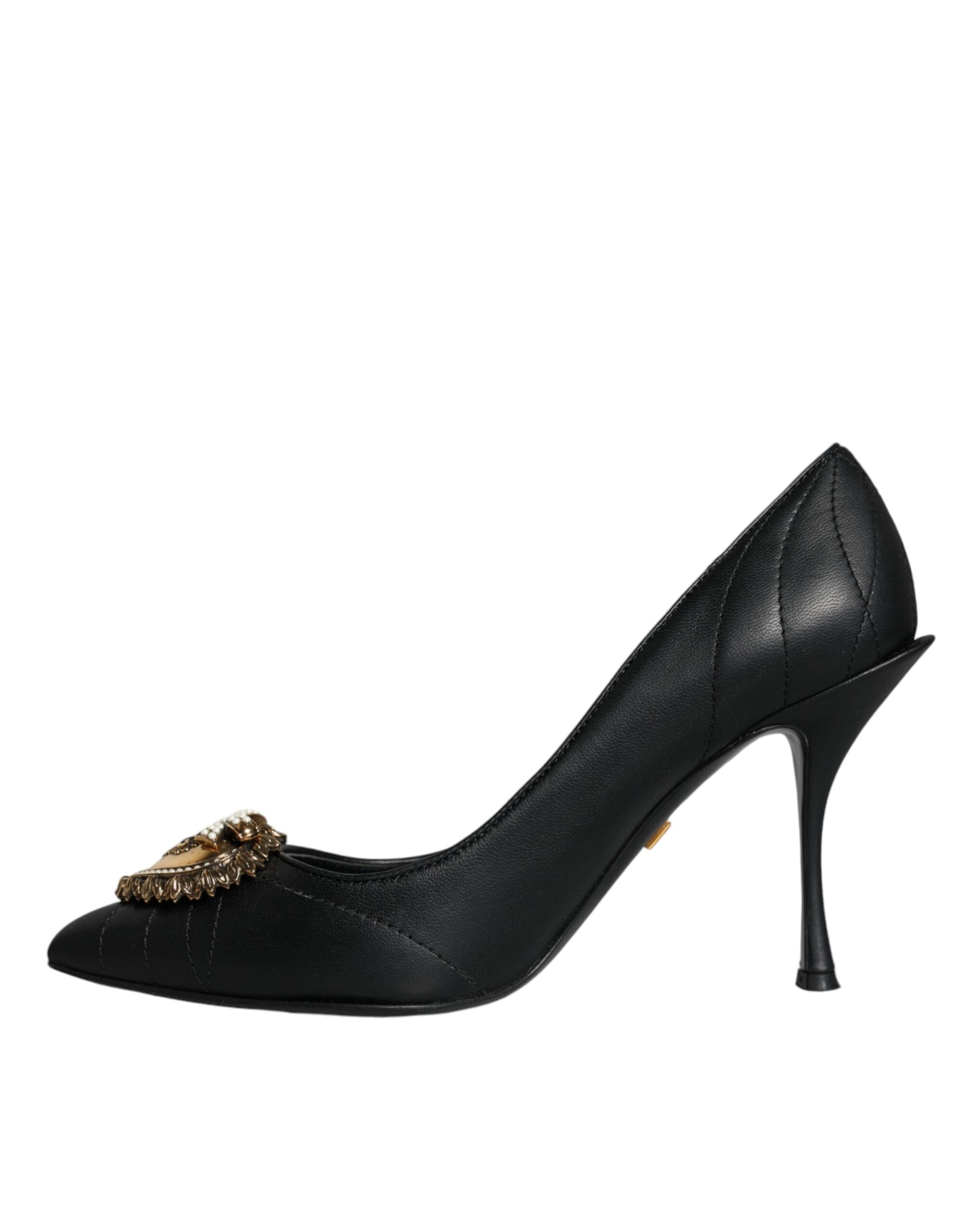 Dolce & Gabbana Black Leather Heart DEVOTION Pumps Shoes