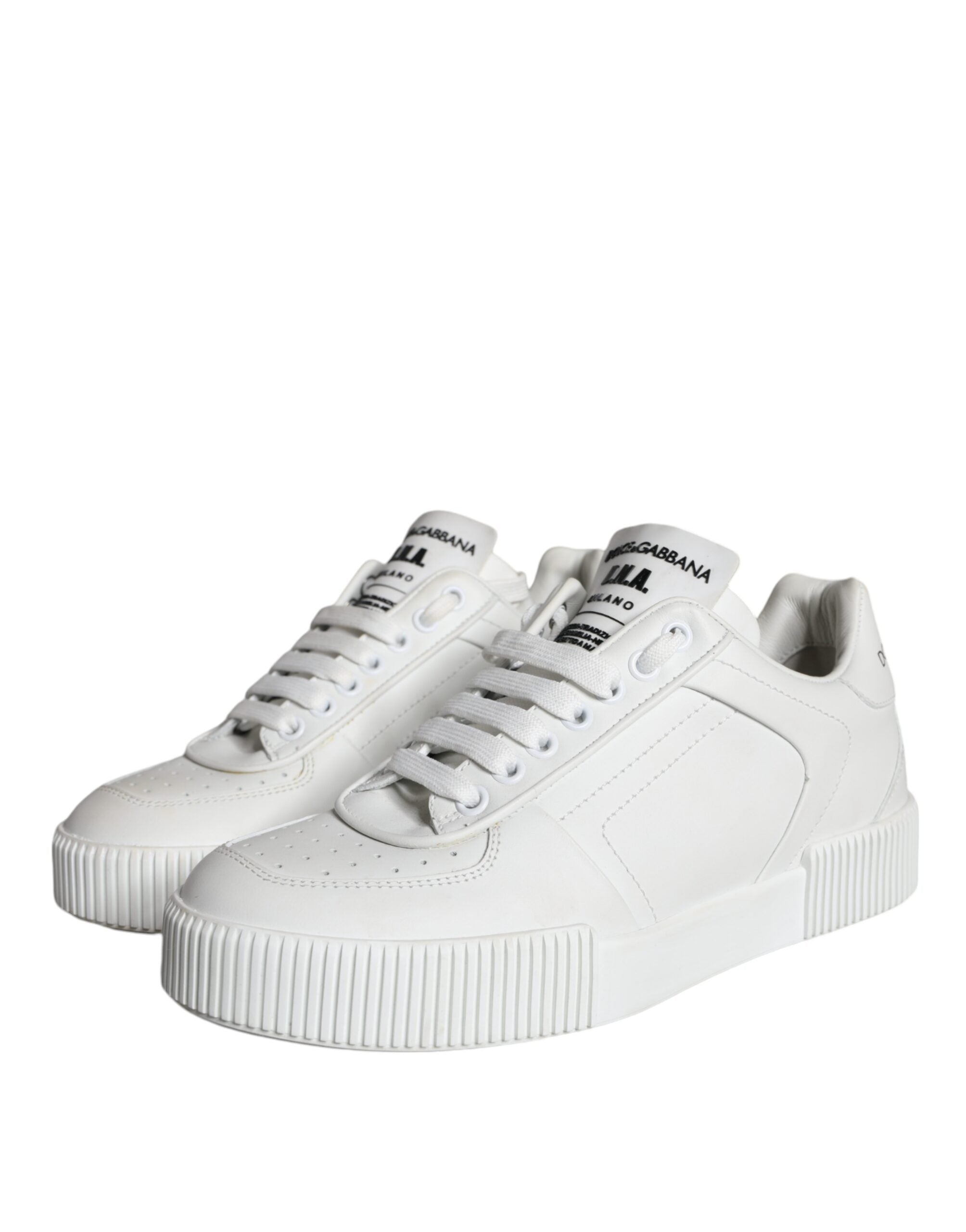 Dolce & Gabbana White Calfskin Leather Miami Low Top Sneakers Shoes