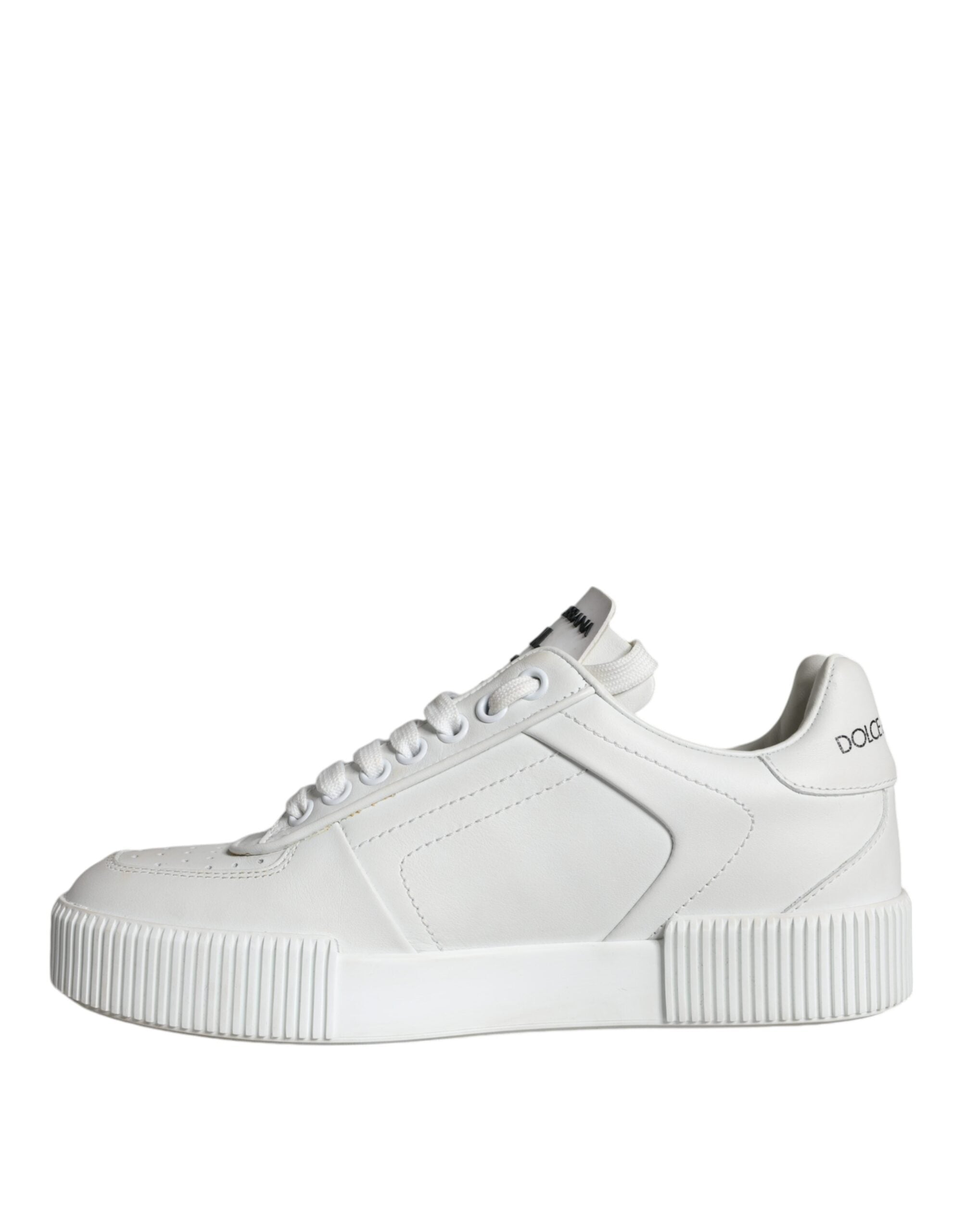 Dolce & Gabbana White Calfskin Leather Miami Low Top Sneakers Shoes