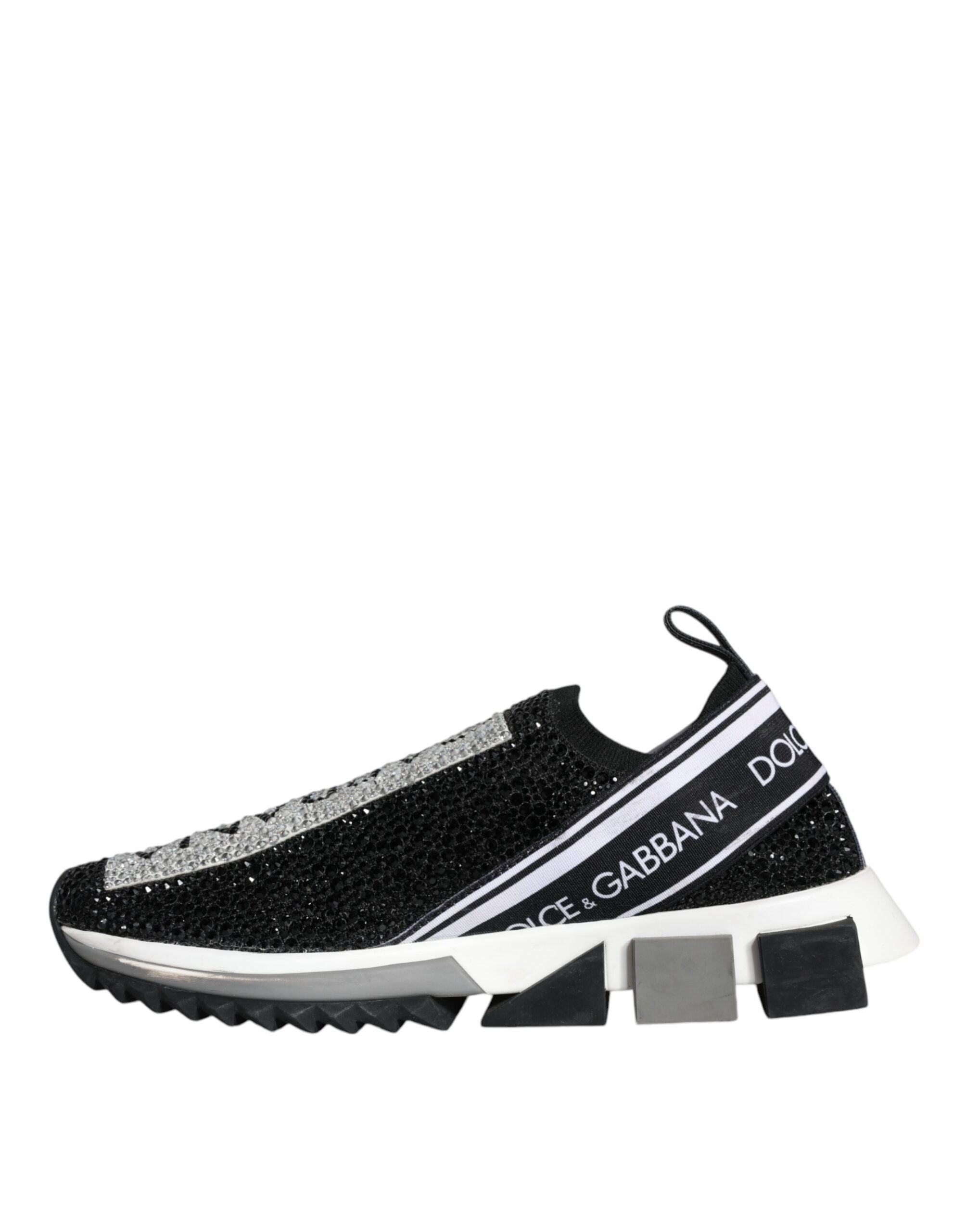 Dolce & Gabbana Black Strass Sorrento Low Top Sneakers Shoes