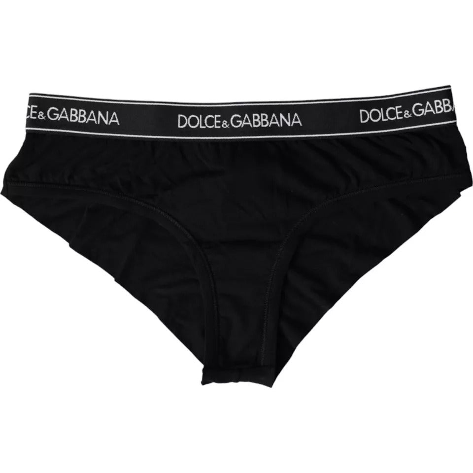 Dolce & Gabbana Μαύρο Σλιπ Modal Stretch με Επωνυμία Λογότυπου