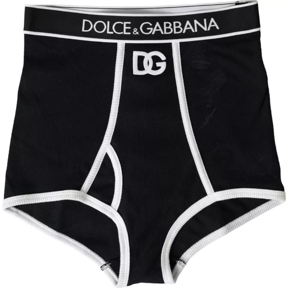 Dolce & Gabbana Μαύρο Βαμβακερό Εσώρουχο με Ελαστικότητα και Τοποθέτηση Λογότυπου