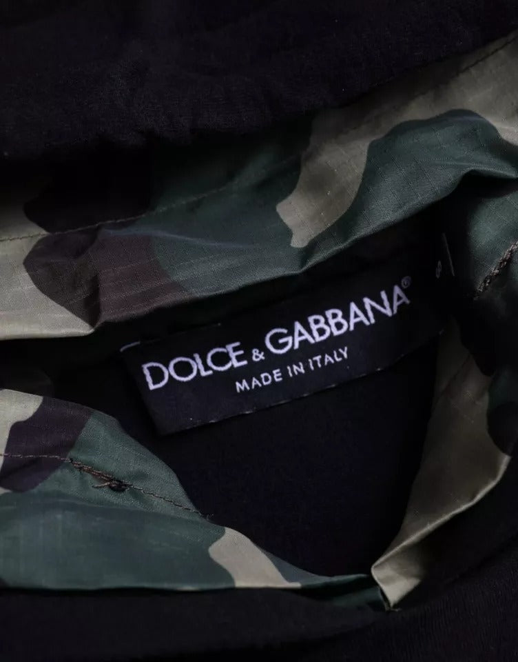 Dolce & Gabbana Μαύρη Καμουφλάζ Ζακέτα με Κουκούλα