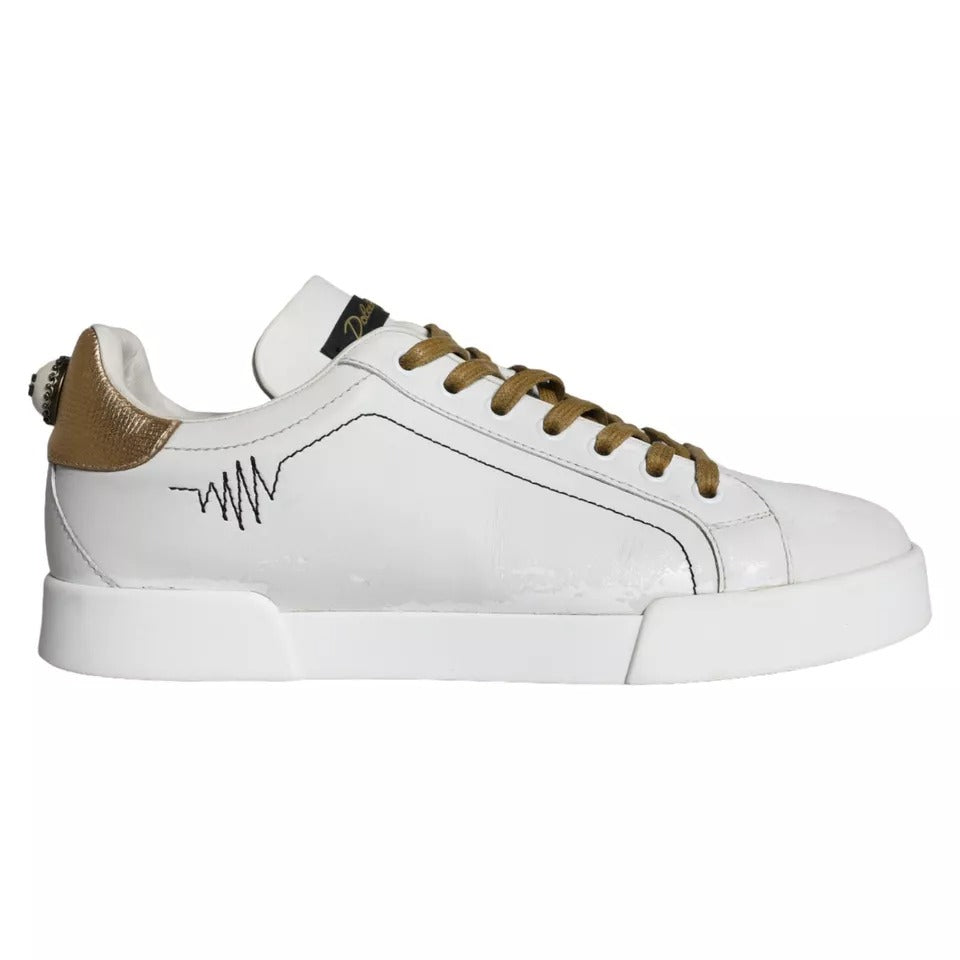 Παπούτσια Dolce & Gabbana White Leather Portofino Low Top Sneakers