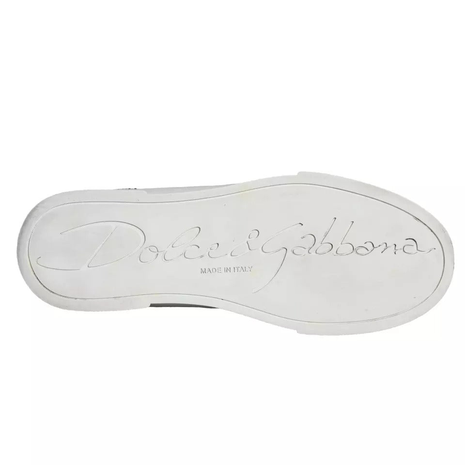 Παπούτσια Dolce & Gabbana White Leather Portofino Low Top Sneakers