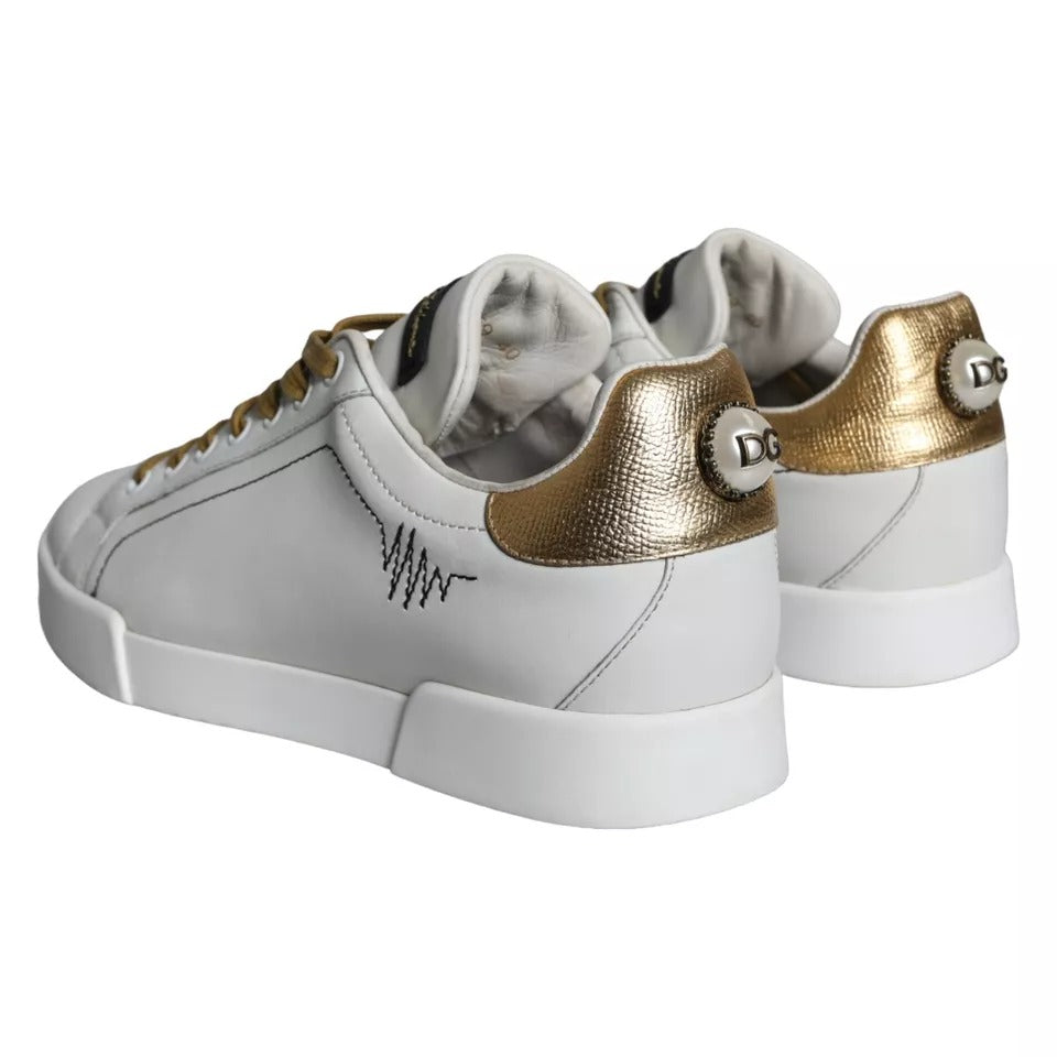 Παπούτσια Dolce & Gabbana White Leather Portofino Low Top Sneakers