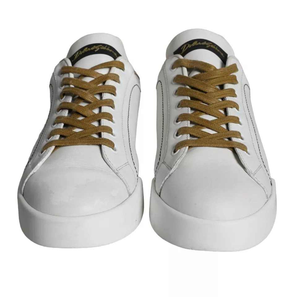 Παπούτσια Dolce & Gabbana White Leather Portofino Low Top Sneakers