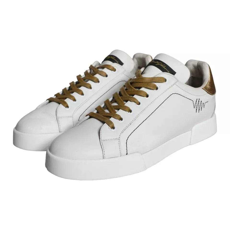 Παπούτσια Dolce & Gabbana White Leather Portofino Low Top Sneakers