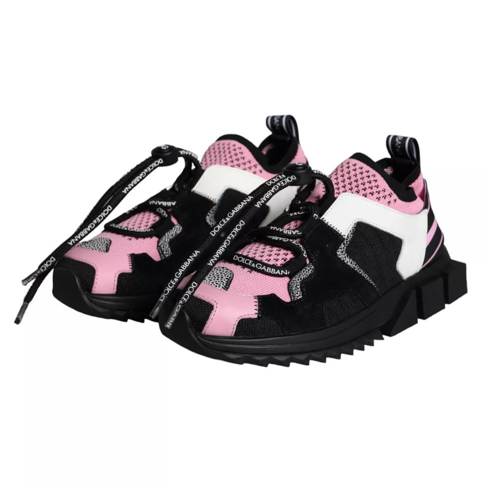 Dolce & Gabbana Black Pink Mesh Sorrento Trekking Sneakers Shoes