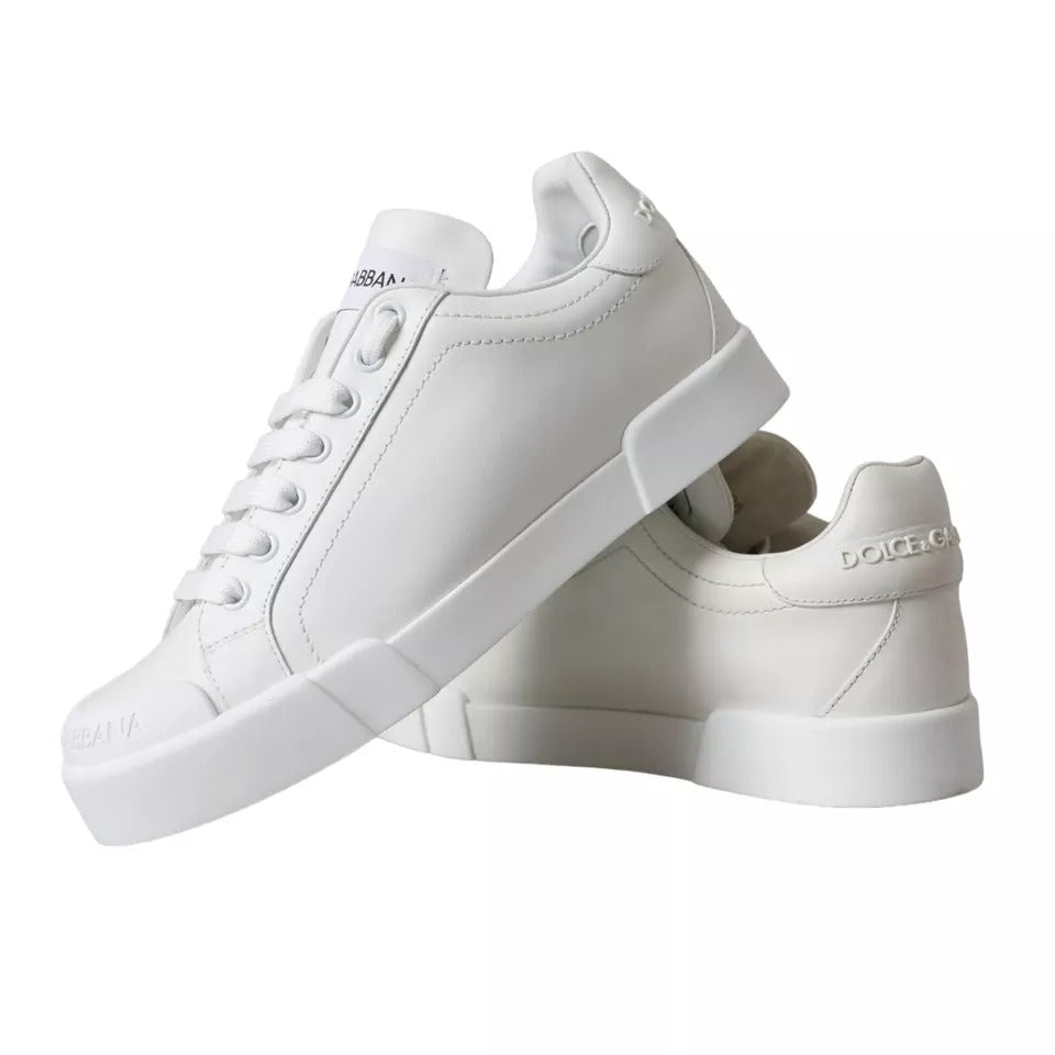 Dolce & Gabbana White Calfskin Leather Miami Low Top Sneakers Shoes