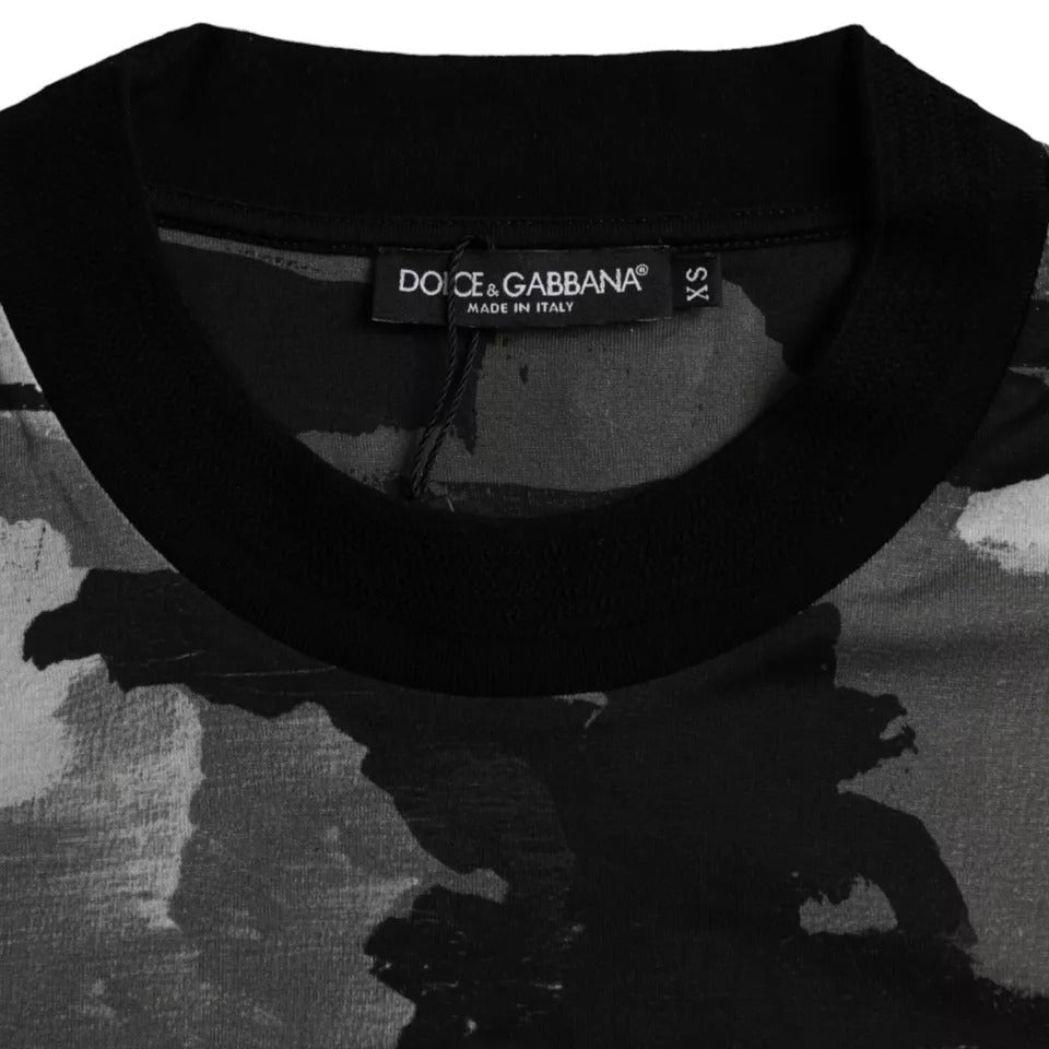 Dolce & Gabbana Πολυχρωμο Καμουφλάζ Βαμβακερό T-shirt με Στρογγυλή Λαιμόκοψη