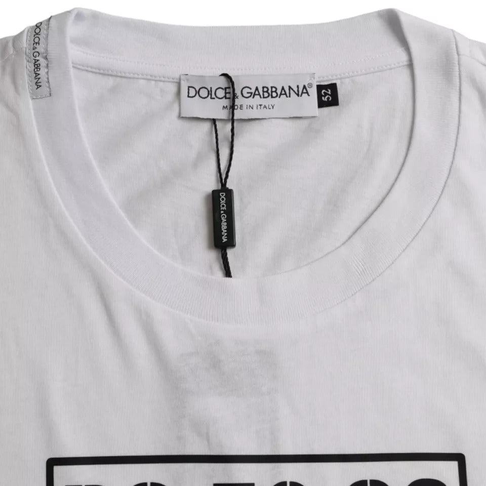 Dolce & Gabbana Λευκό T-shirt με Λογότυπο και Στρογγυλή Λαιμόκοψη