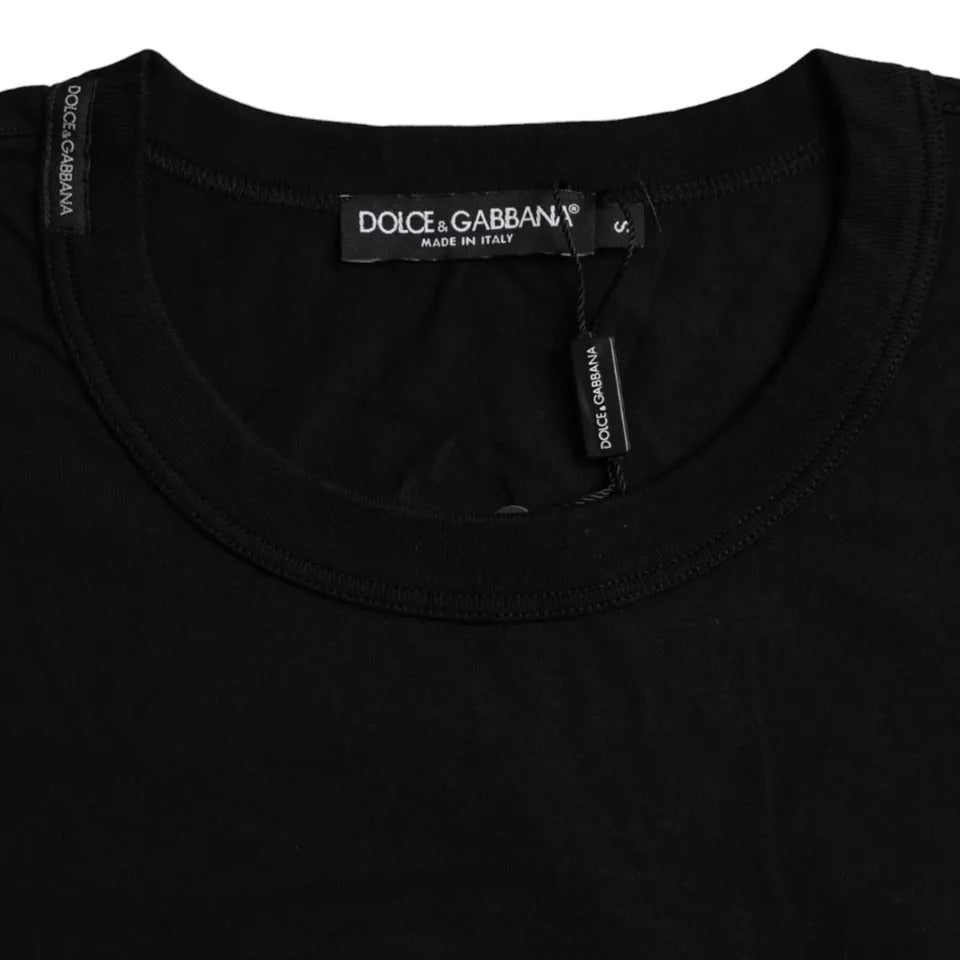 Dolce & Gabbana Μαύρο Μπλουζάκι Με Ανάγλυφο Λογότυπο από Βαμβάκι