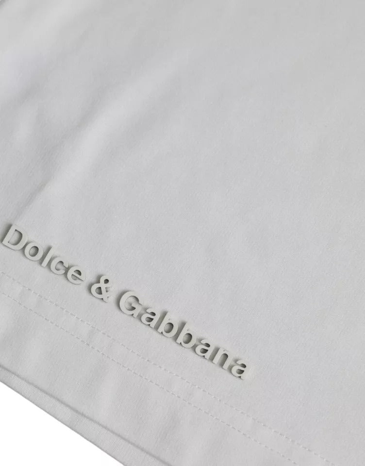 Dolce & Gabbana Λευκό T-shirt με Λογότυπο Στρογγυλή Λαιμόκοψη Κοντά Μανίκια