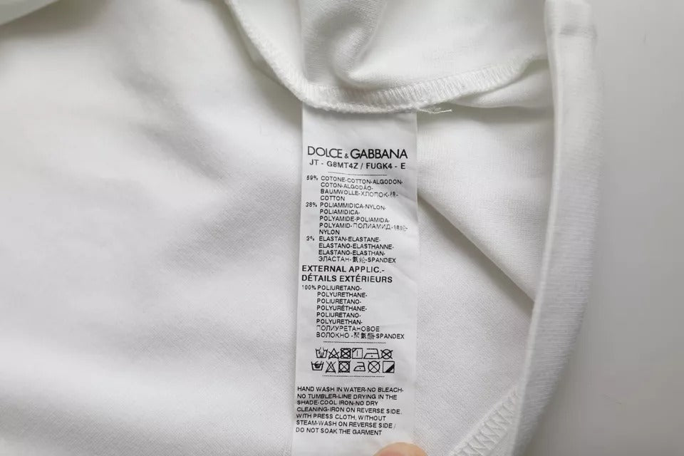 Dolce & Gabbana Λευκό T-shirt με Λογότυπο Στρογγυλή Λαιμόκοψη Κοντά Μανίκια