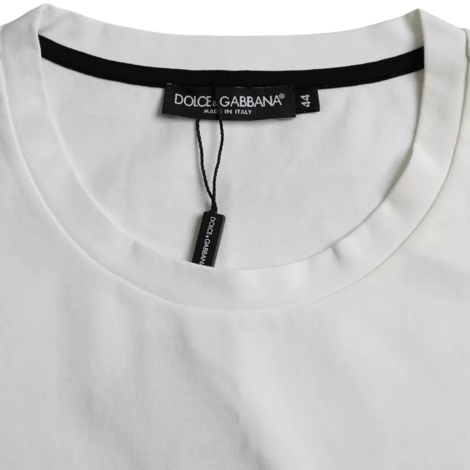 Dolce & Gabbana Λευκό Ανδρικό T-shirt με Κόκκινα Χείλη Εκτύπωση Βαμβακερό