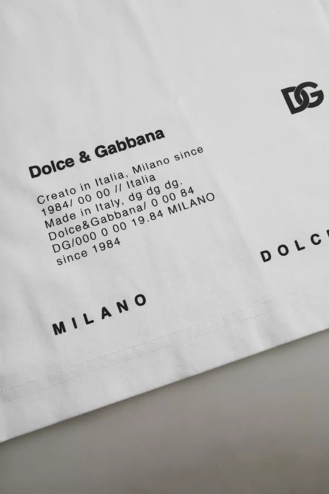 Dolce & Gabbana Λευκό Μπλουζάκι Ανδρών με Εκτύπωση Κόκκινα Χείλη Βαμβάκι