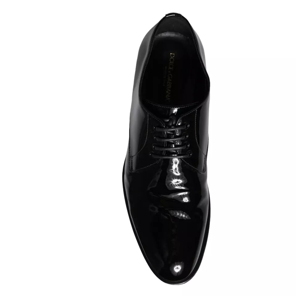 Dolce & Gabbana Black Calfskin Leather Derby Men Dress Shoes