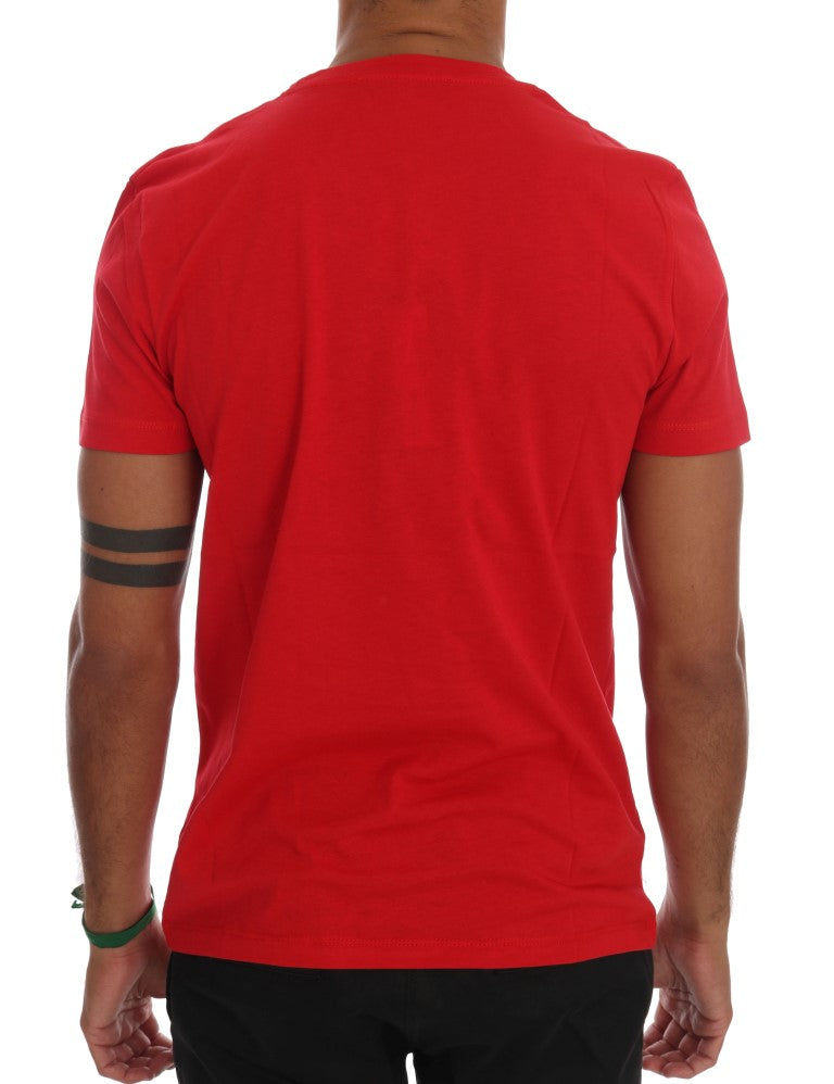 Frankie Morello Chic Red 'RIDERS' Motive Crewnneck Tee