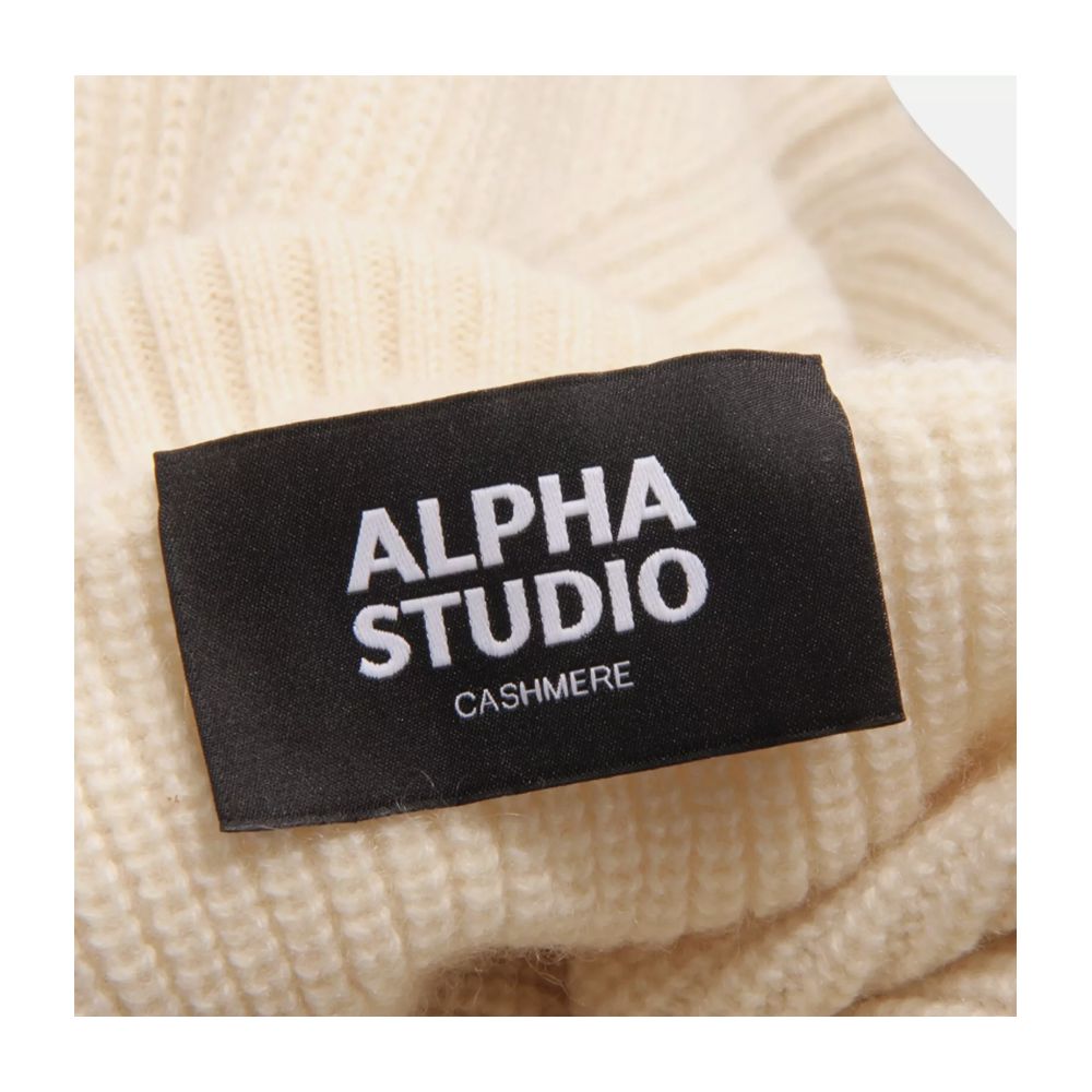 Λευκό Κασμιρένιο Πουλόβερ Alpha Studio