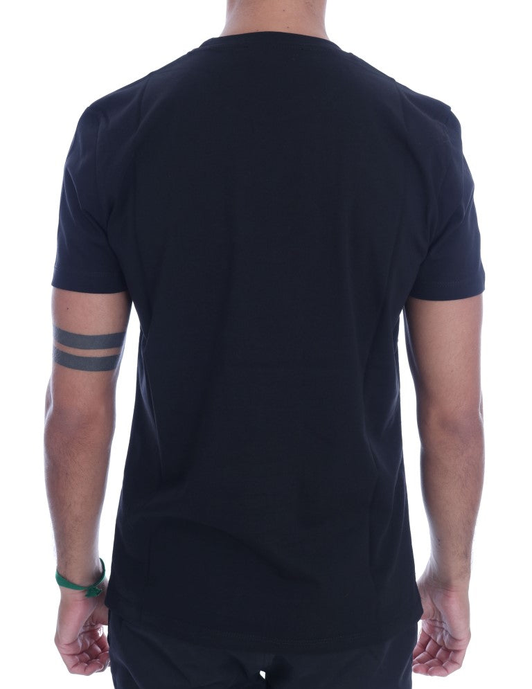 Frankie Morello Chic Black Crewneck Tee με μοτίβο 'RIDERS'