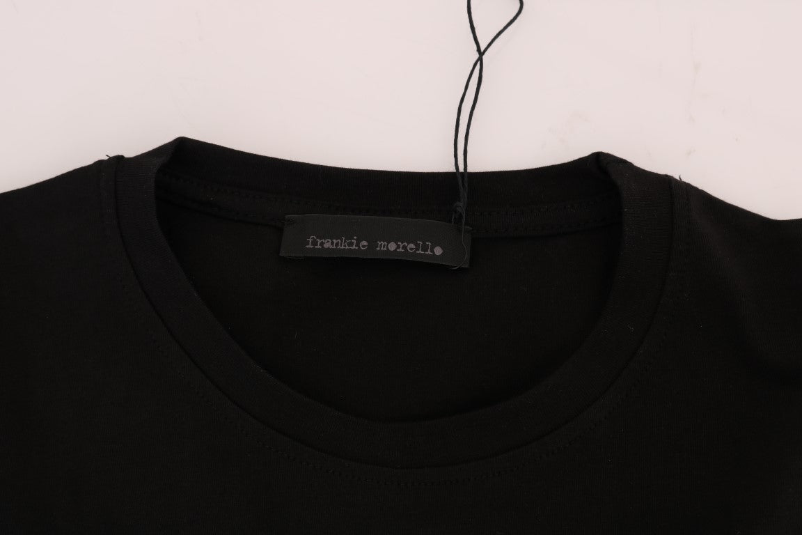 Frankie Morello Chic Black Crewneck Tee με μοτίβο 'RIDERS'