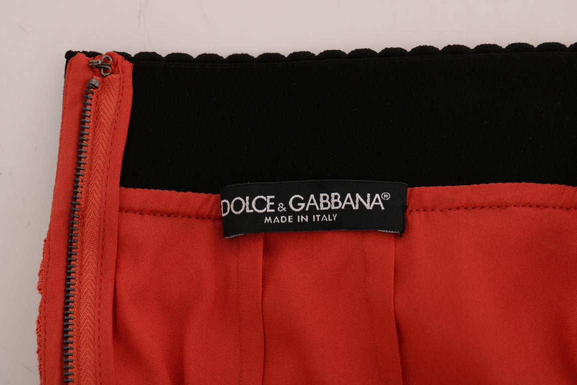 Dolce &amp; Gabbana Orange Macramé Lace Pencil Φούστα