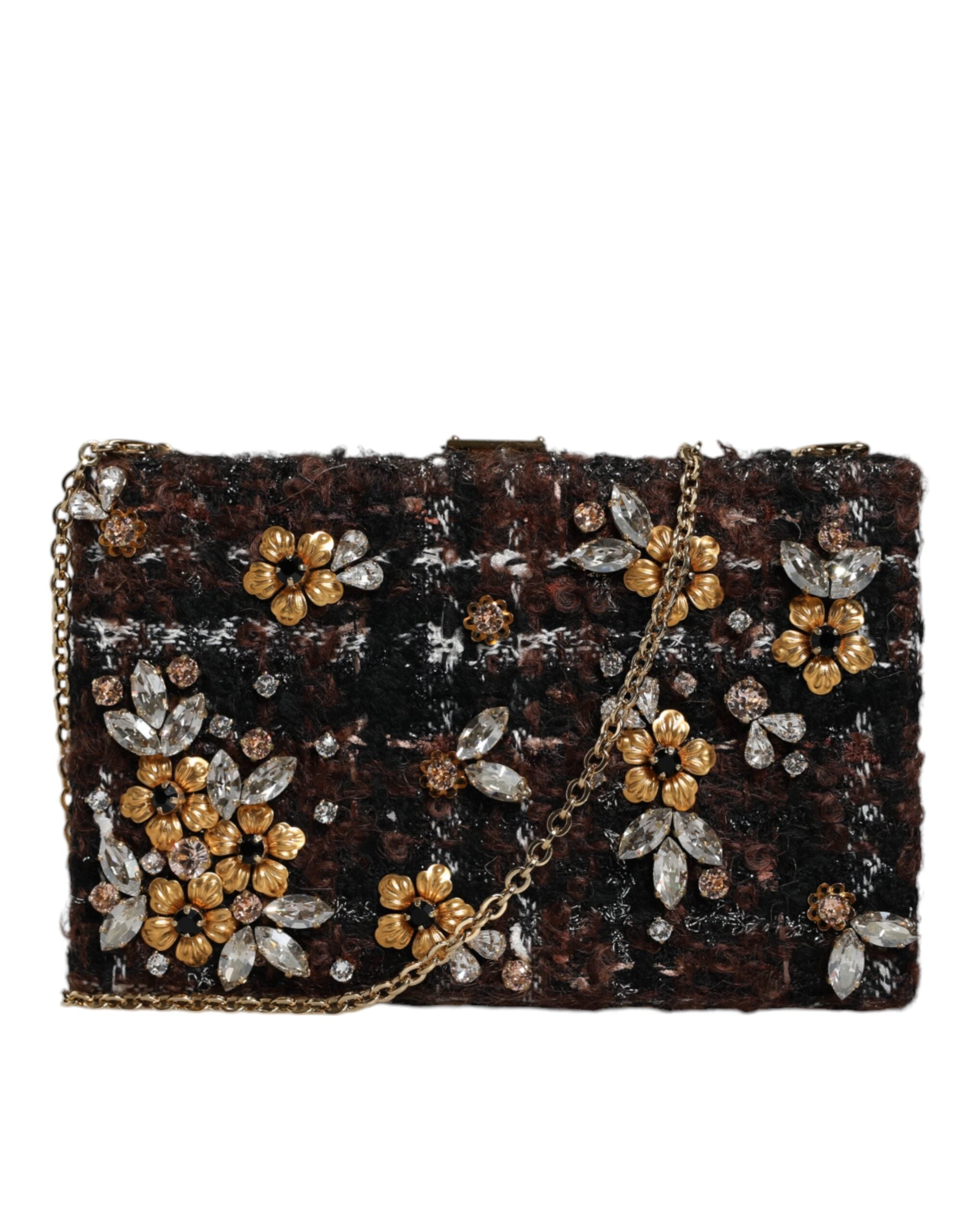 Dolce & Gabbana Πολύχρωμο Τουίντ Λουλουδάτο Clutch Βραδινή Τσάντα CrossBody