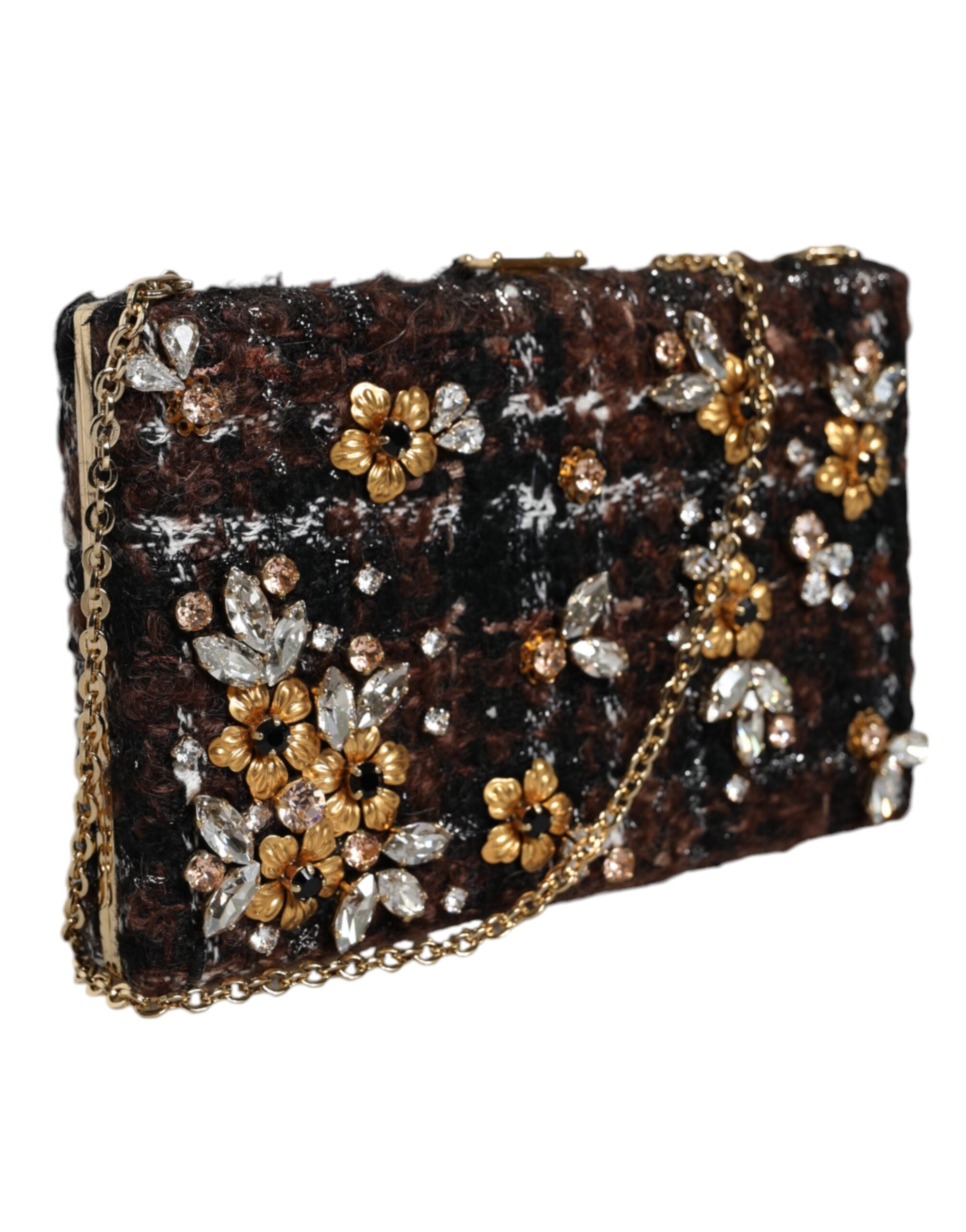 Dolce & Gabbana Πολύχρωμο Τουίντ Λουλουδάτο Clutch Βραδινή Τσάντα CrossBody