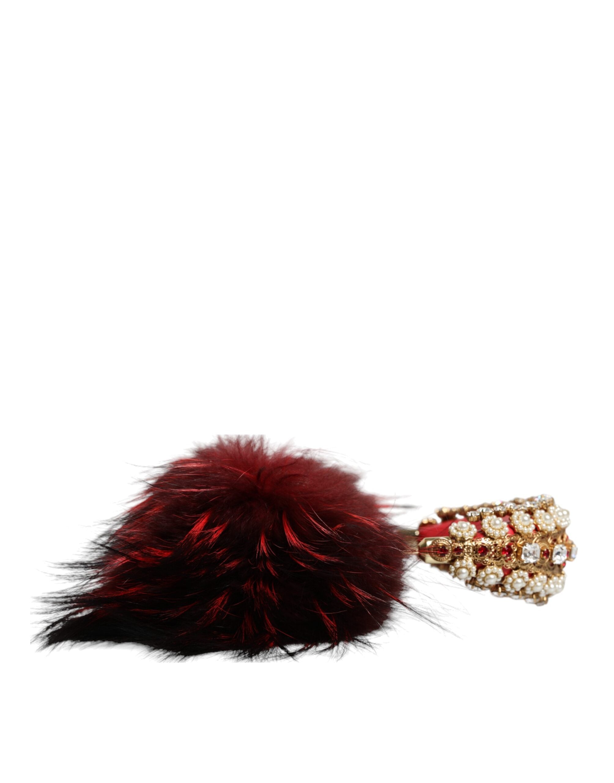 Dolce & Gabbana Red Gold Crystal Fur Headset Audio AUX Ακουστικά