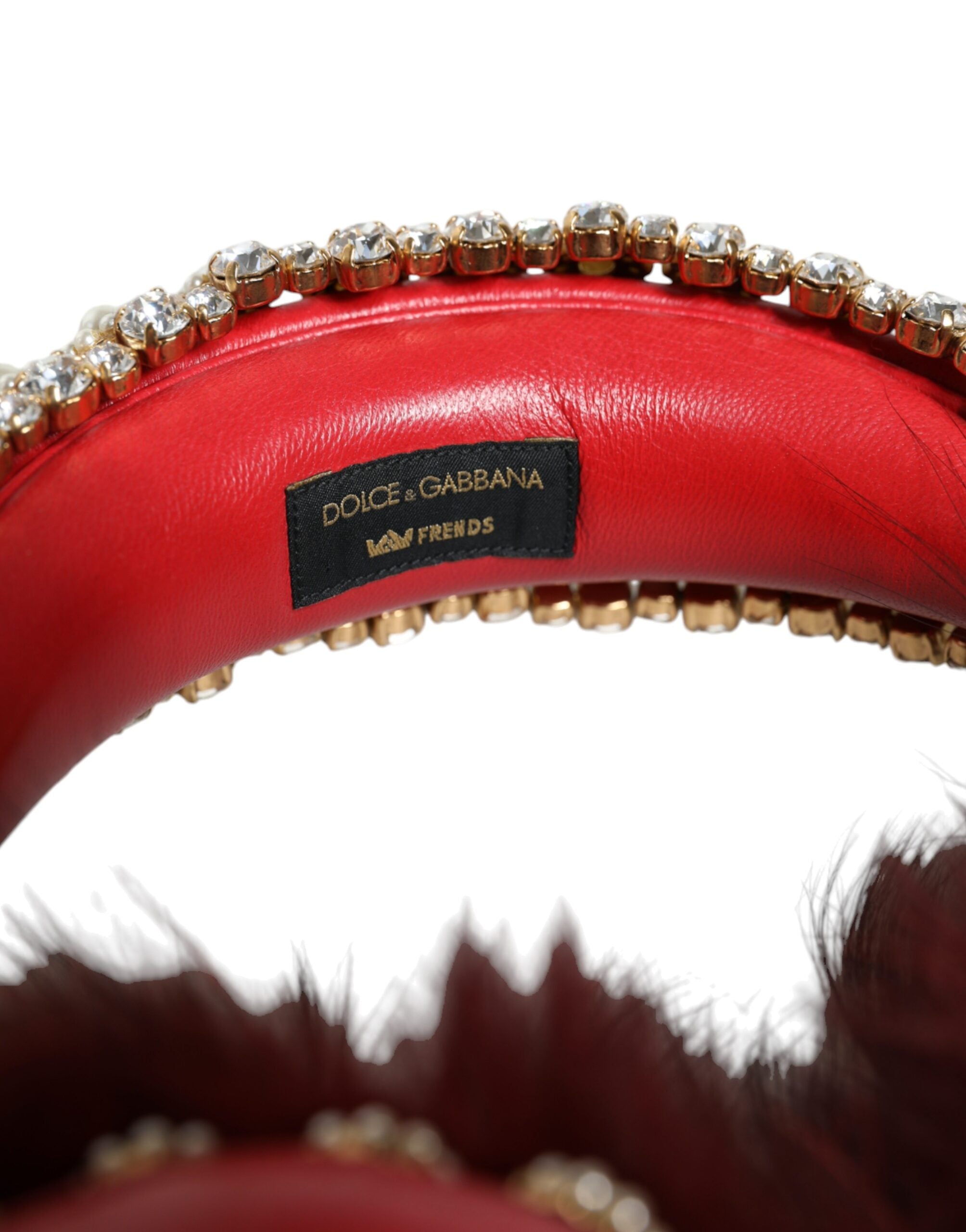 Dolce & Gabbana Red Gold Crystal Fur Headset Audio AUX Ακουστικά