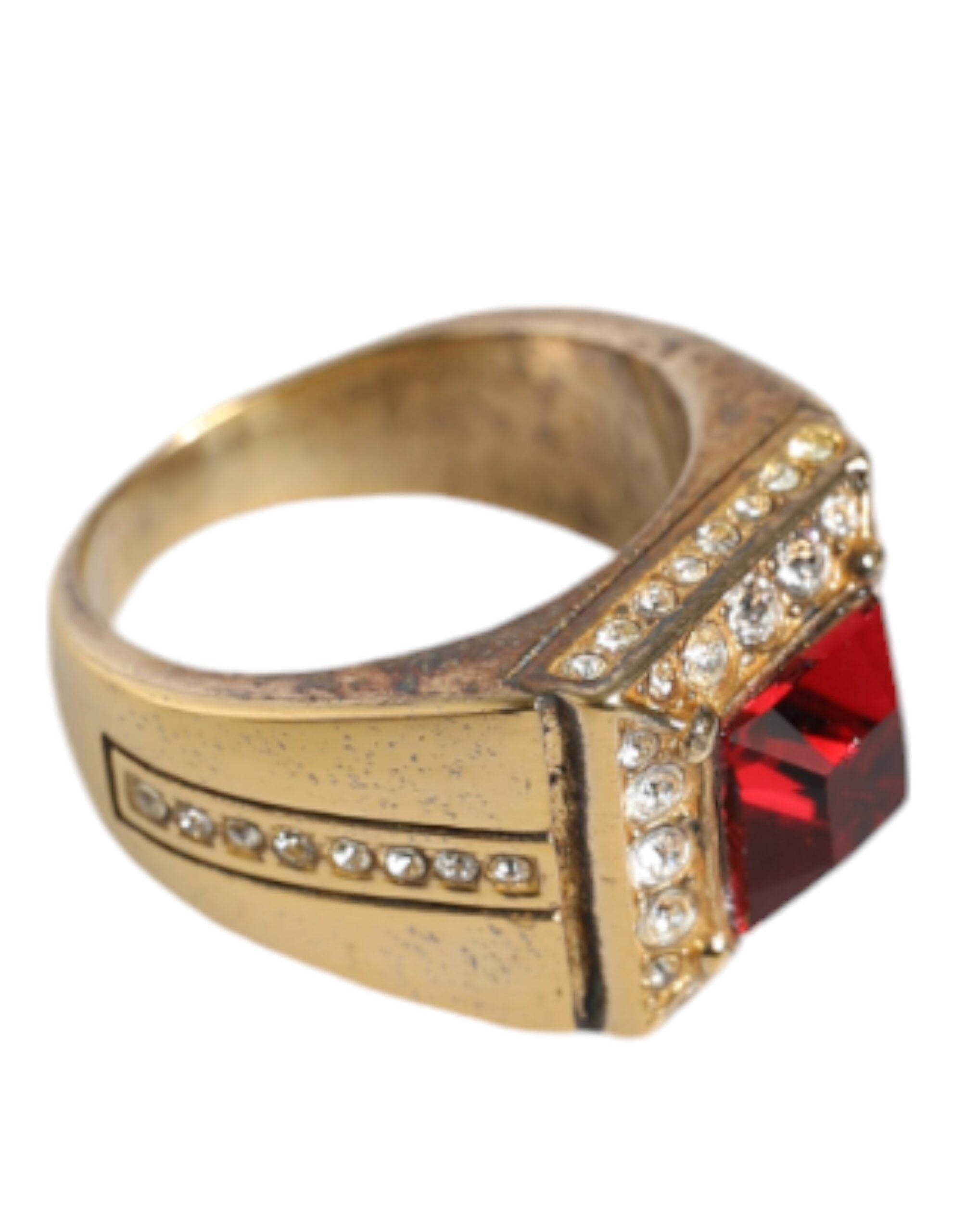 Dolce & Gabbana Gold Plated 925 Silver Red Crystal Ring