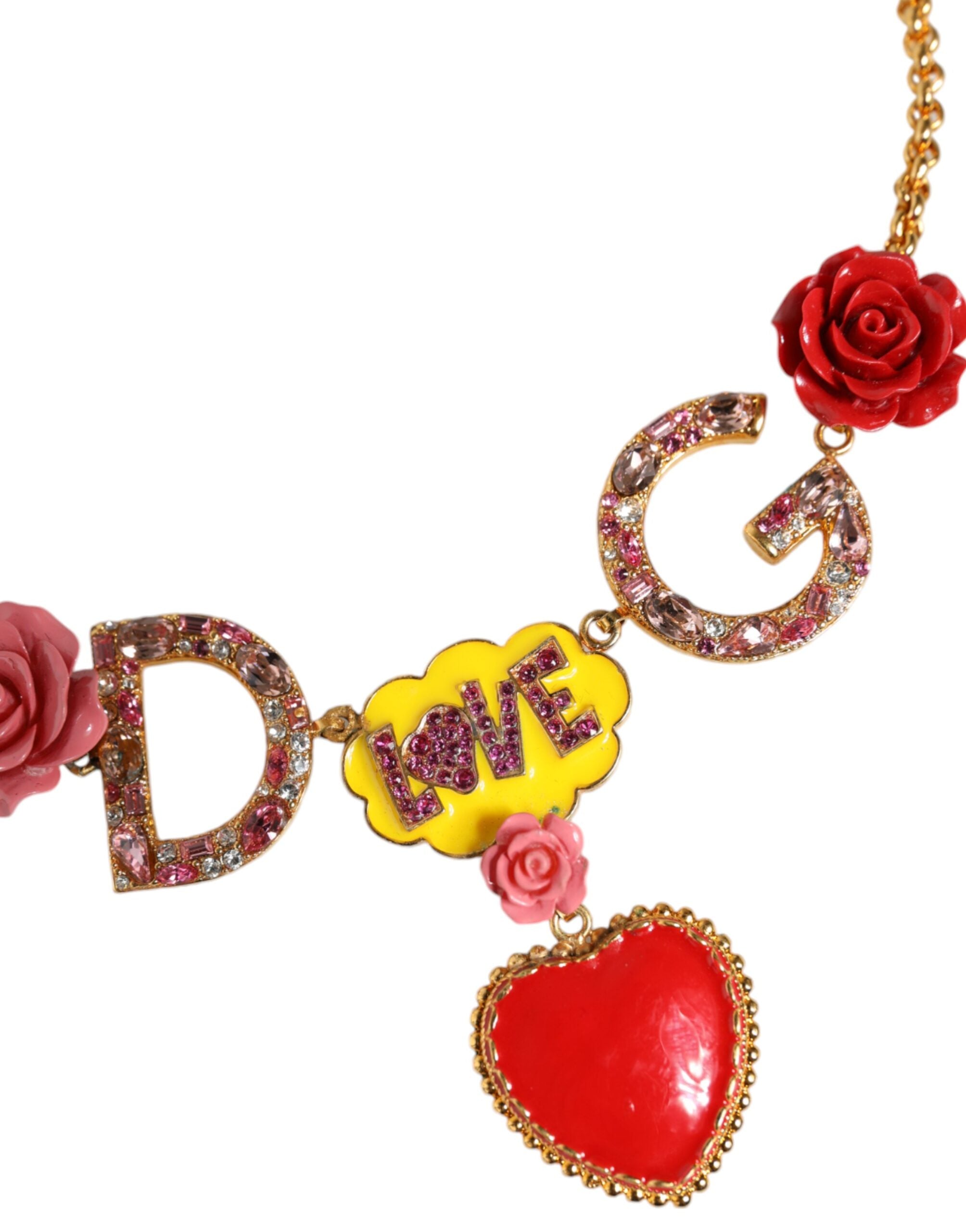 Dolce & Gabbana Κόσμημα Αλυσίδα DG Λογότυπο Rose Love Κρυστάλλινο Φυλακτό