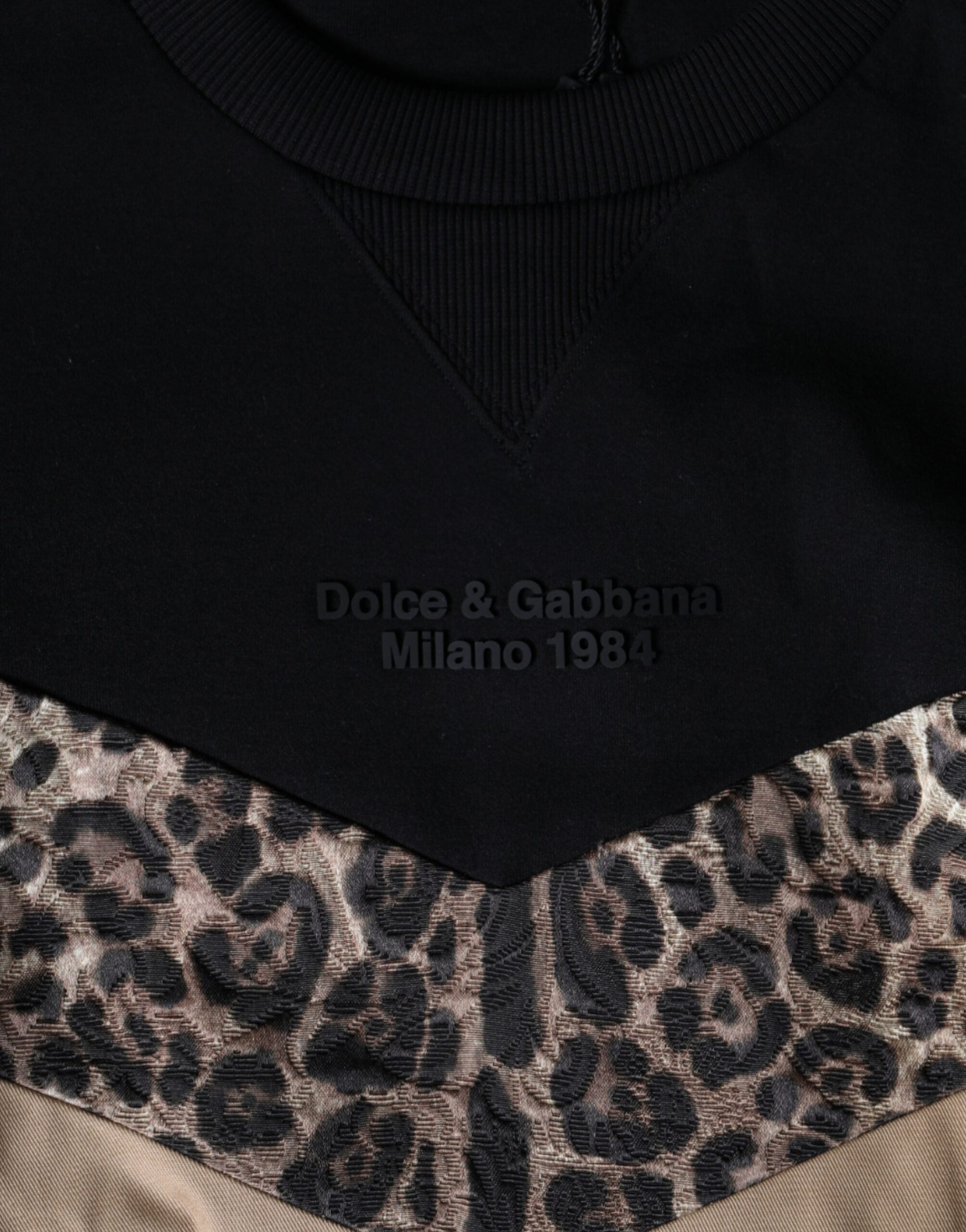 Dolce & Gabbana Μαύρο Leopard Crew Neck Φούτερ Πουλόβερ