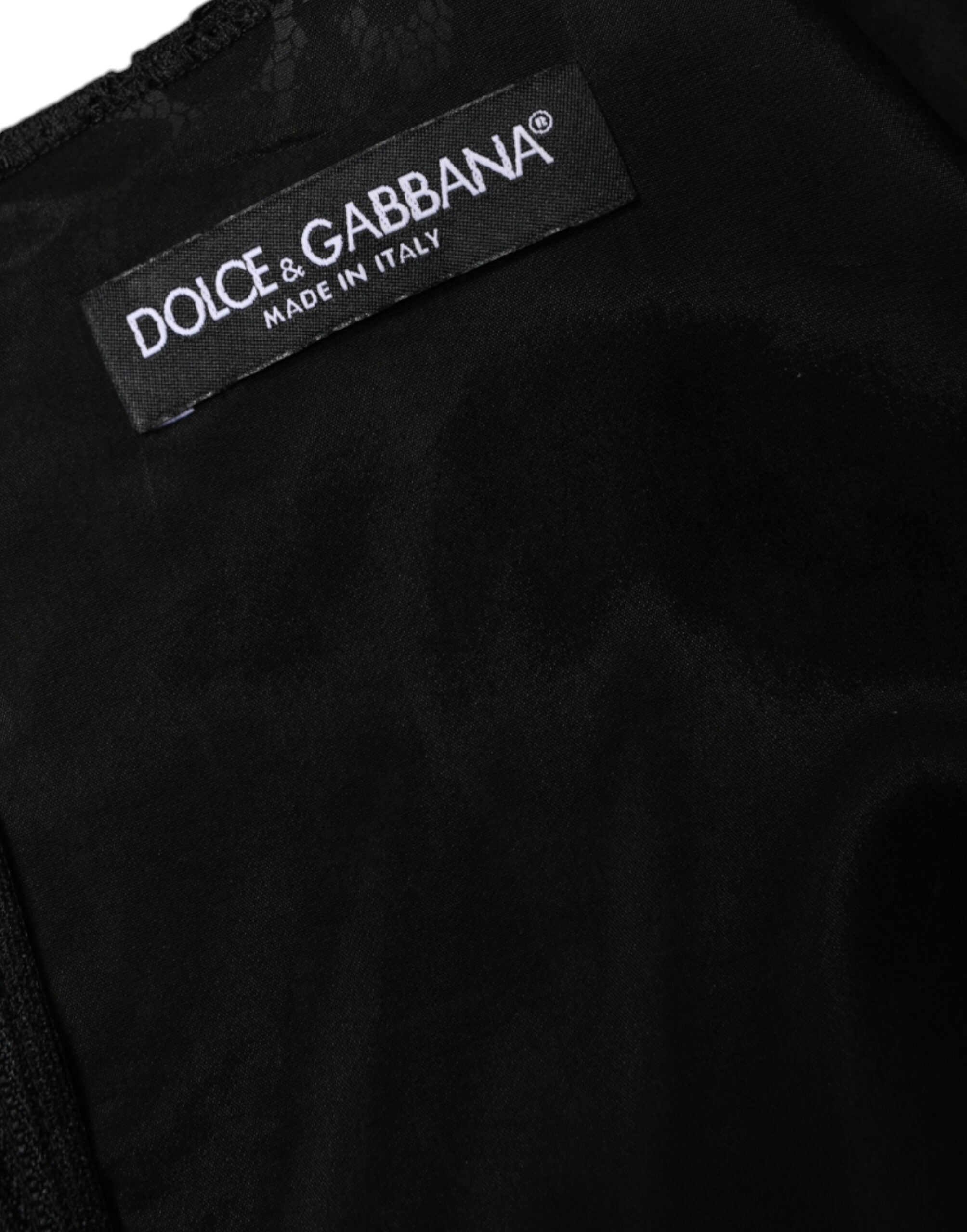 Dolce & Gabbana Μαύρο Φλοράλ Δαντέλα Sheath Αμάνικο Μίνι Φόρεμα