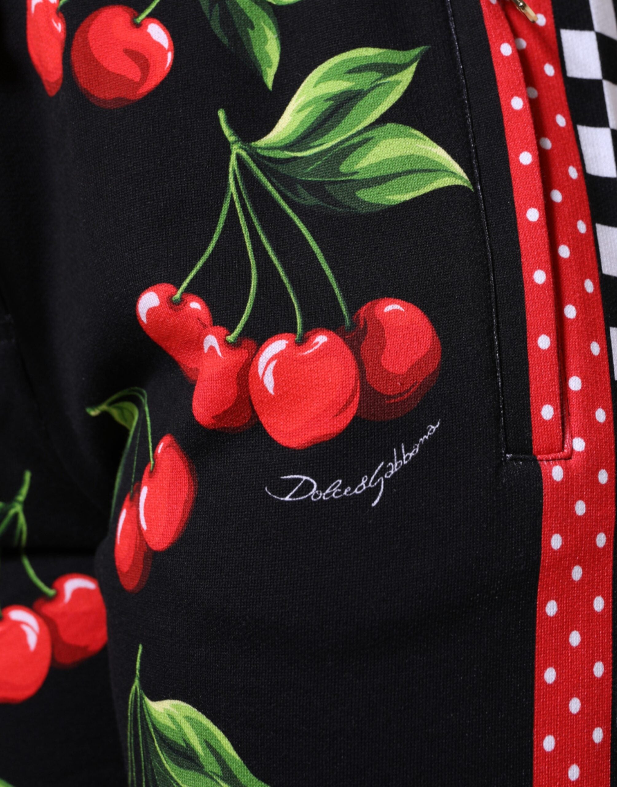 Dolce & Gabbana Μαύρο Κόκκινο Κερασί Παντελόνι Jogger Μέσης