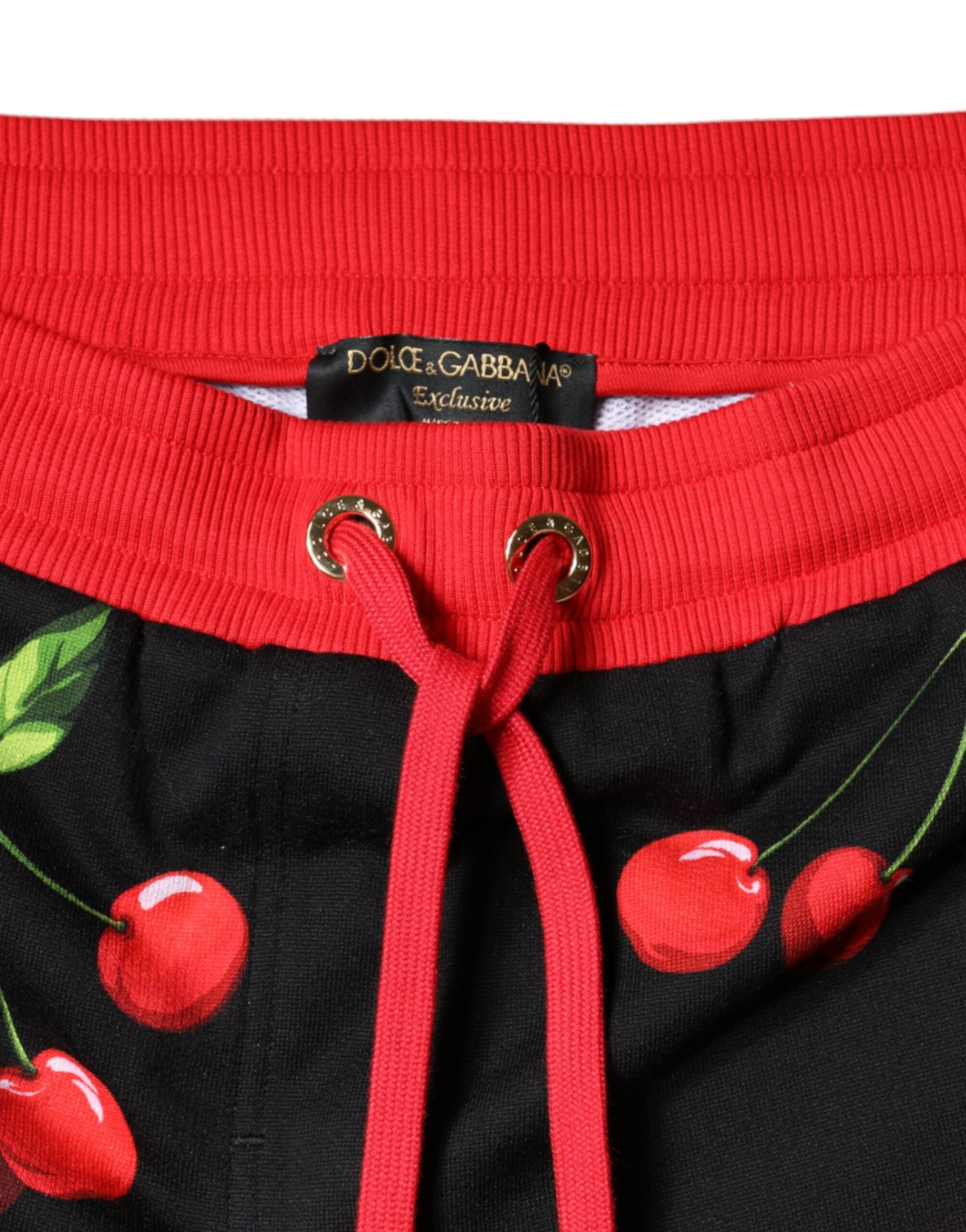 Dolce & Gabbana Μαύρο Κόκκινο Κερασί Παντελόνι Jogger Μέσης