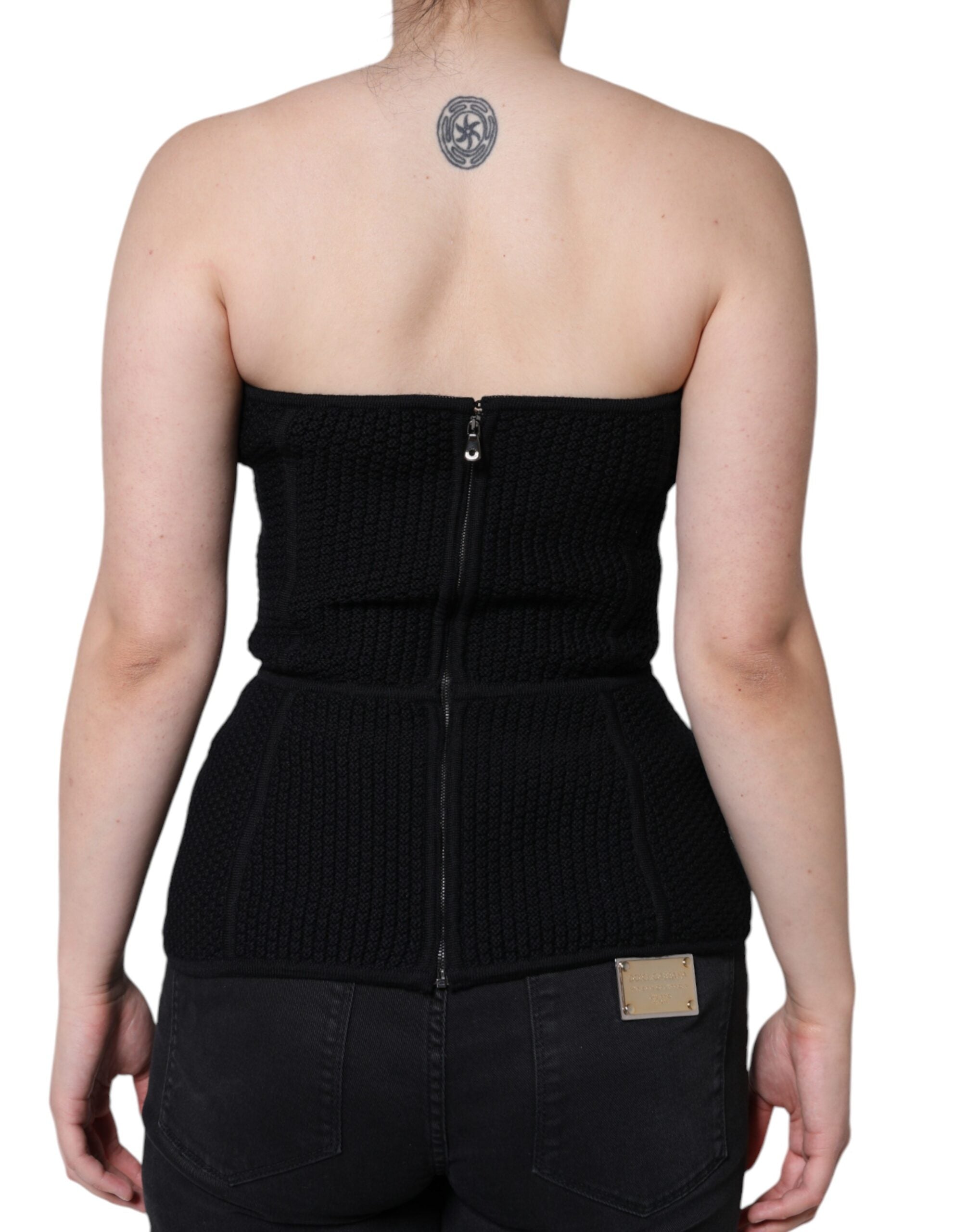 Dolce & Gabbana Black Bustier Sleeveless Corset Blouse Top