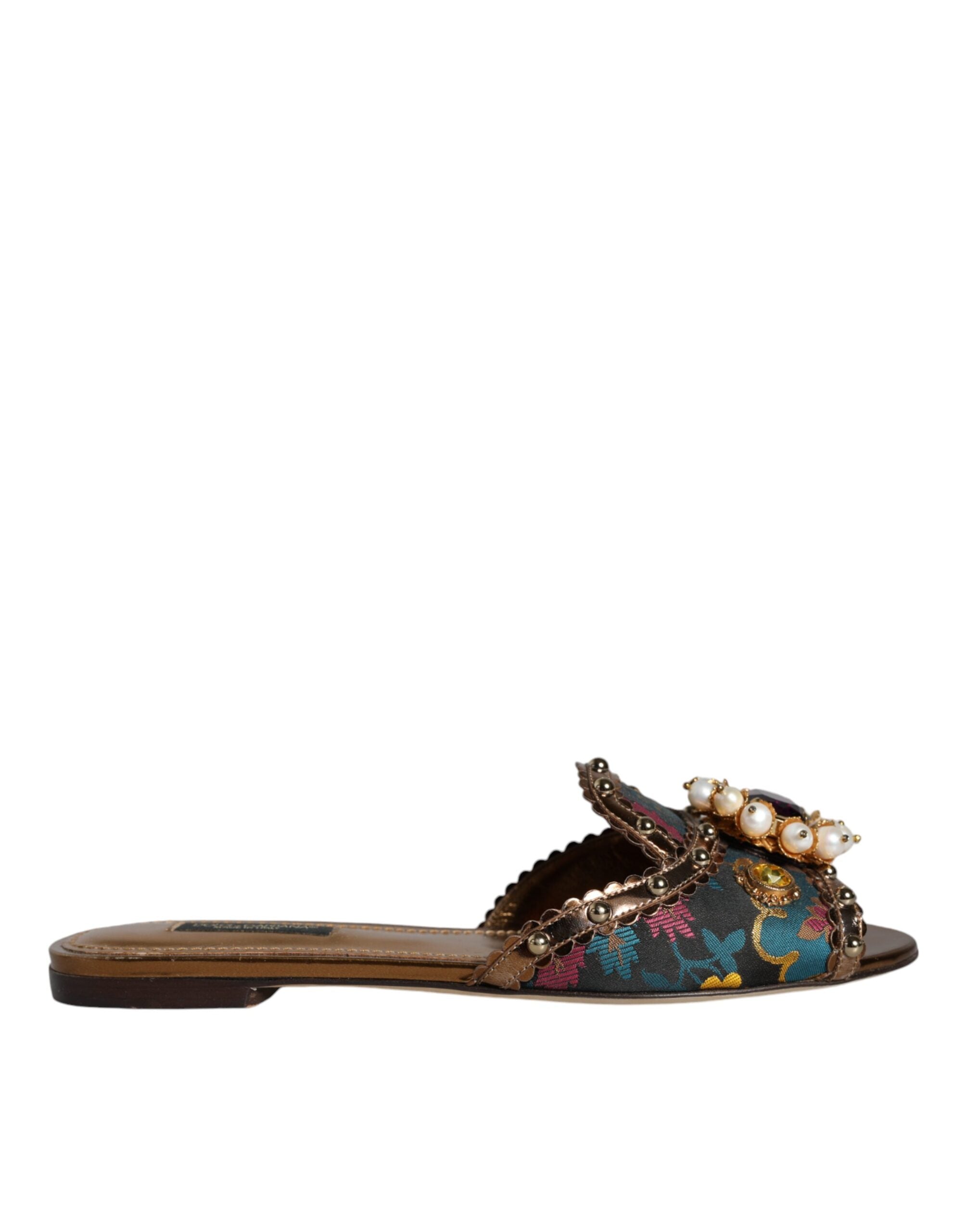 Dolce & Gabbana Πολύχρωμες Κεντημένες Παντόφλες Jacquard Flats Παπούτσια