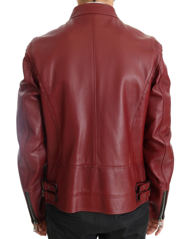 Μπουφάν μοτοσικλέτας Dolce &amp; Gabbana Radiant Red Leather Biker